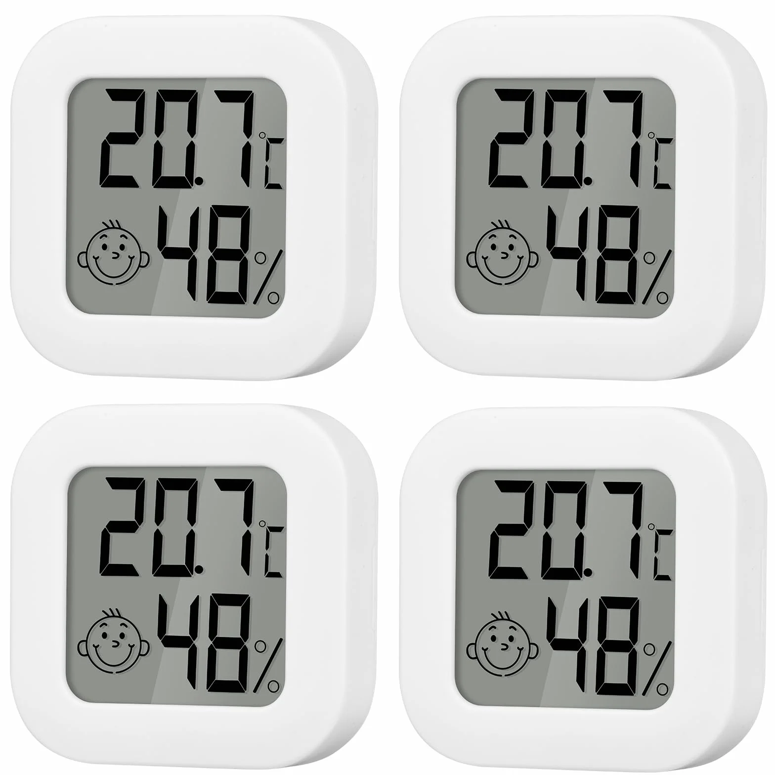 Mini Termómetro Higrómetro Digital 4 Piezas Termohigrómetro de Interior Medidor de Temperatura y Humedad