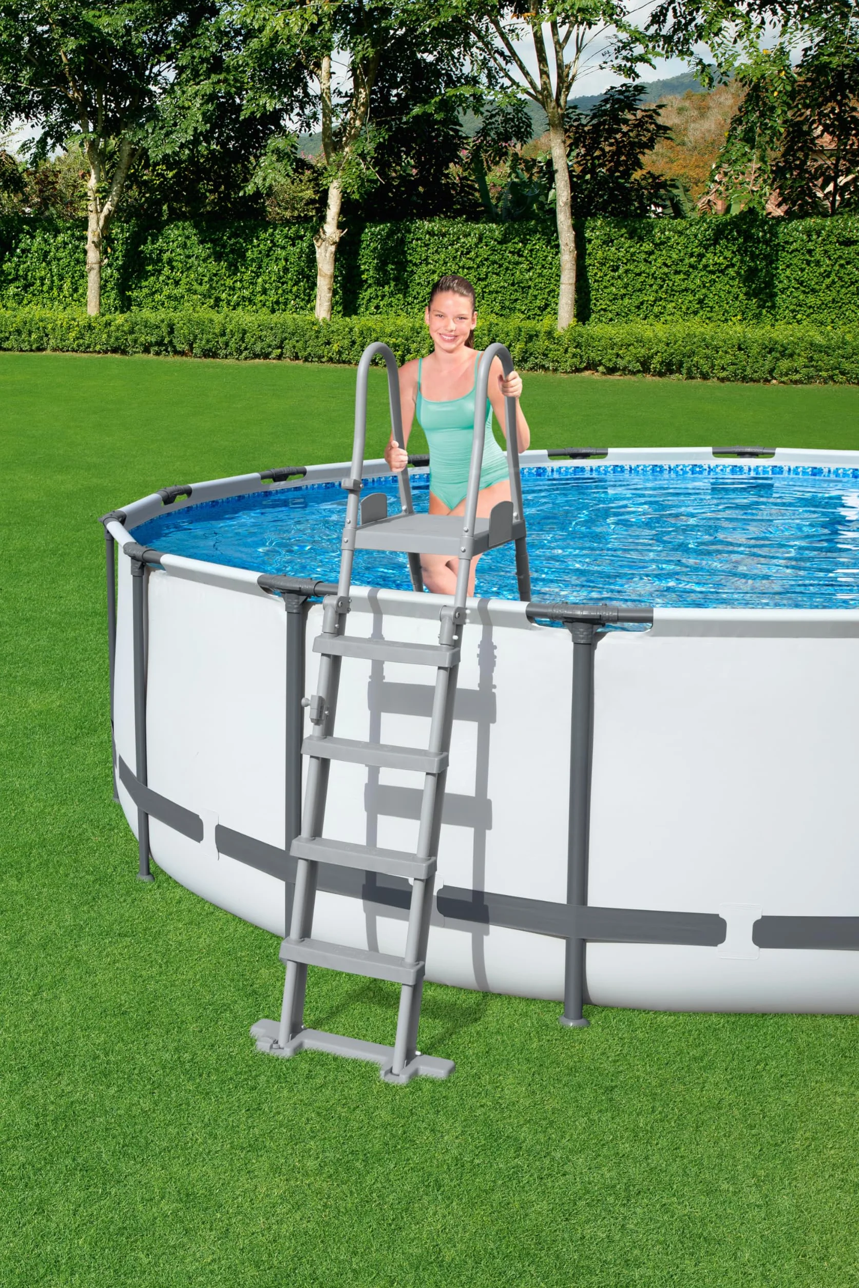 Bestway Escalera para Piscina Abatible 1,32 m con Seguro