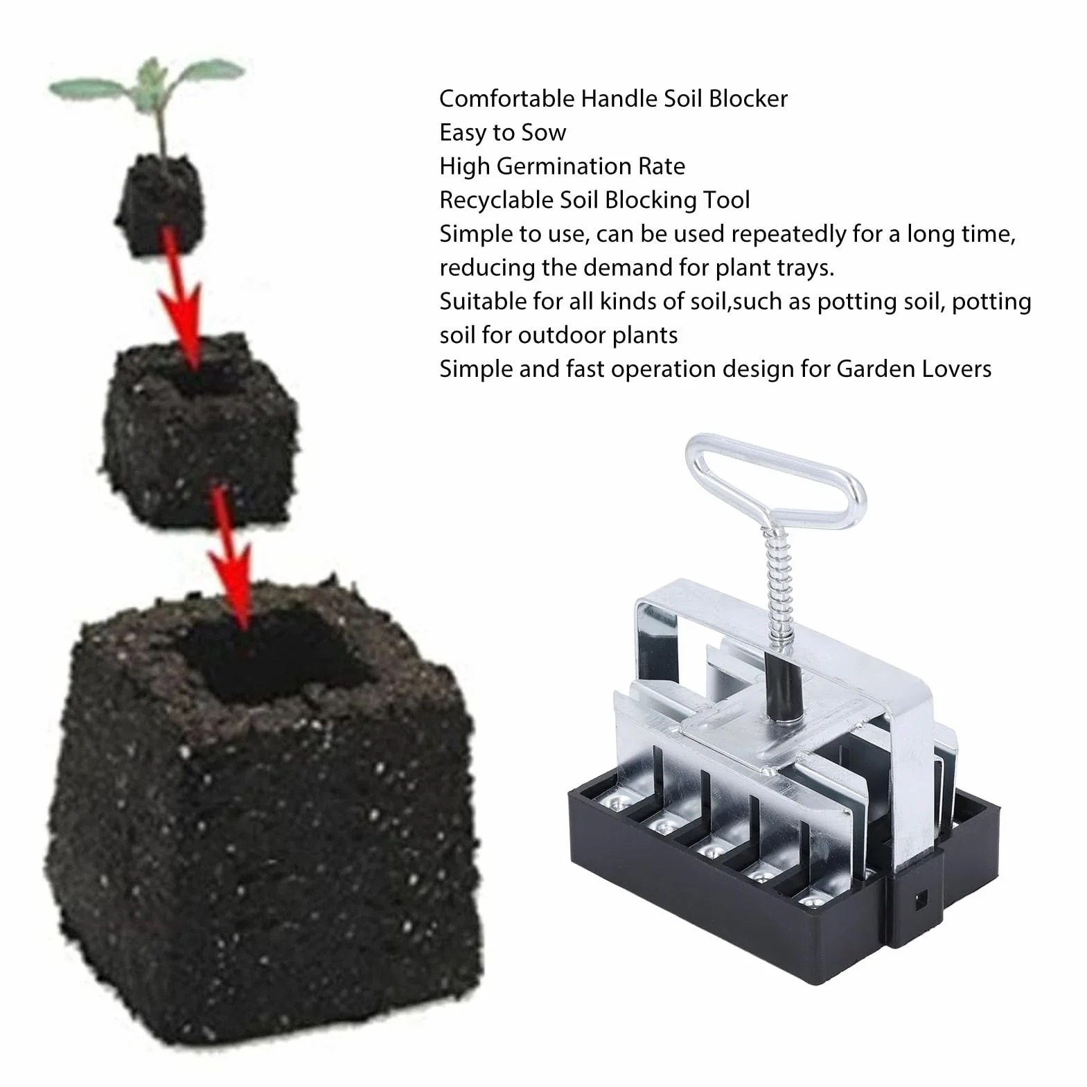 Generic Bloqueador de Suelo Manual, Cómodo y Fácil de Usar, para Entusiastas de la Jardinería, Material de Hierro