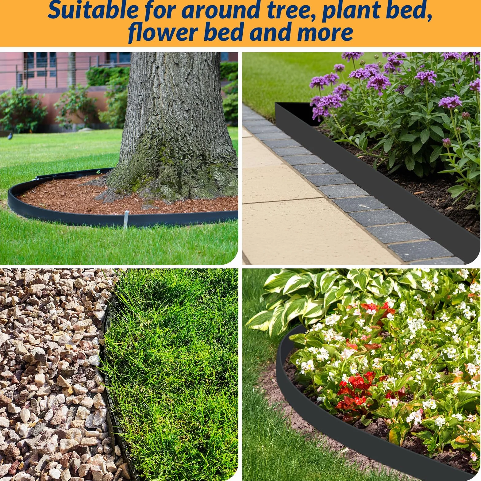 Velway Borde de Jardín Plástico Flexible 20 m 5 cm 60 Clavijas Delimitador Negro