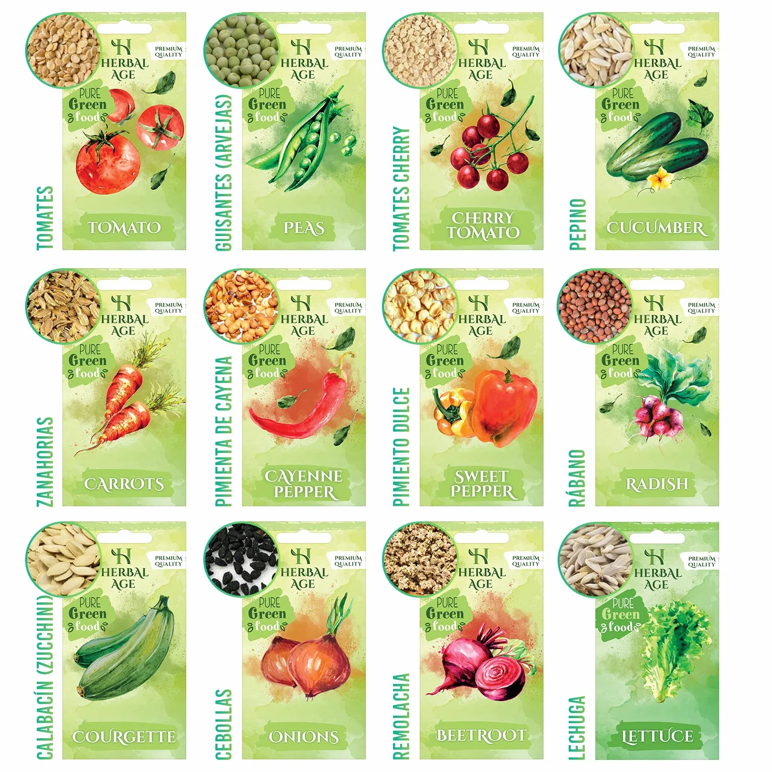 Kit Semillas Huerto Urbano 12 Vegetales Ecológicas Tomate Pepino Lechuga Tomates Cherry Pack Regalo Original