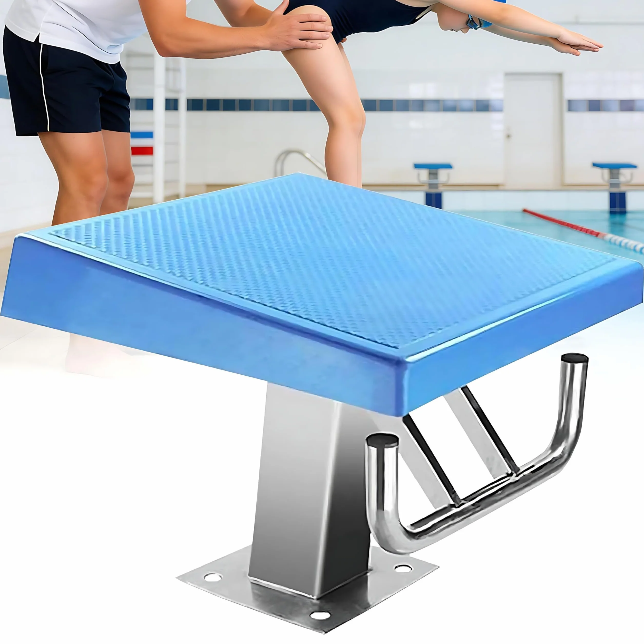 Trampolín de Competición para Piscina, Bloque de Salida con Superficie Antideslizante y Acero Inoxidable, 200kg