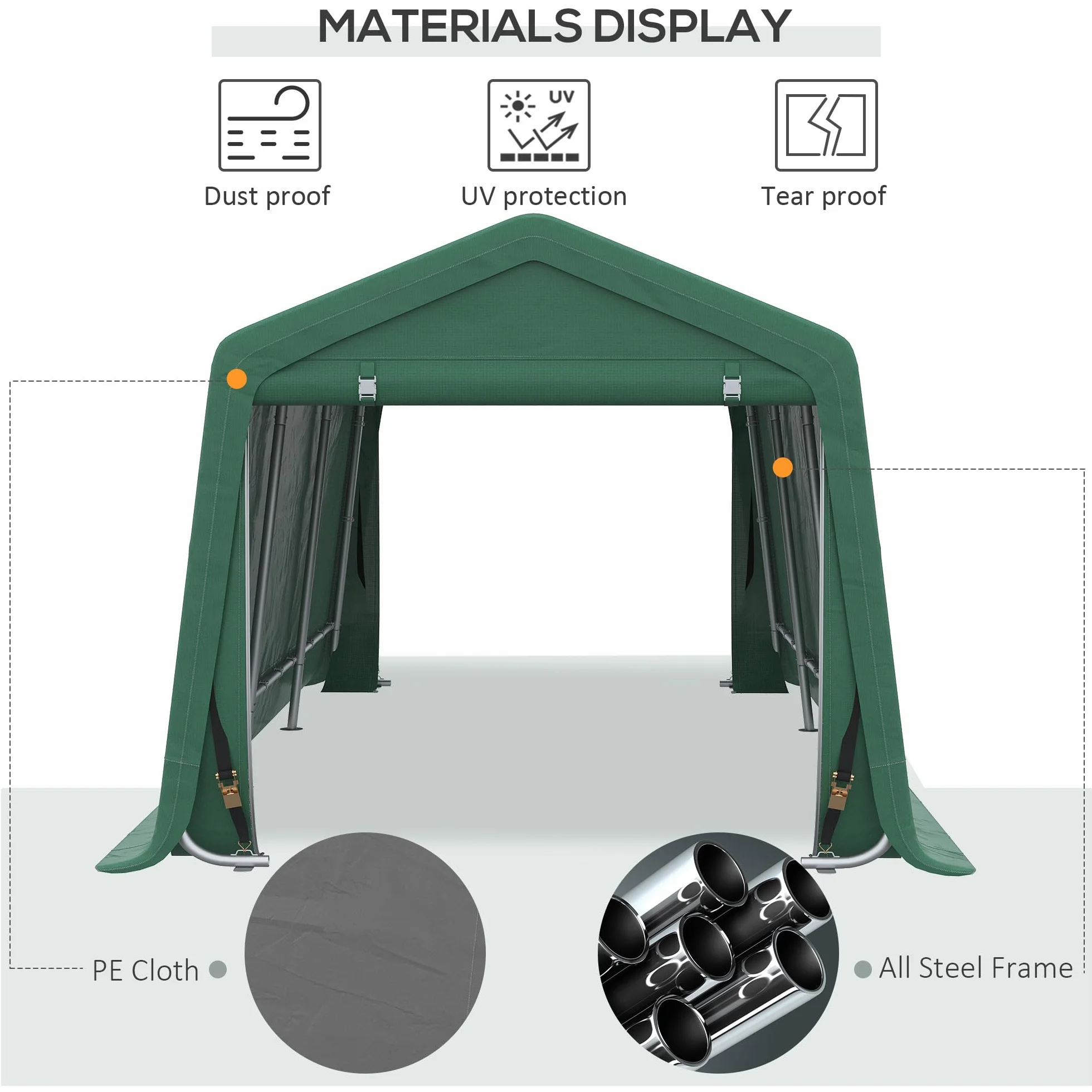 Outsunny Tente Garaje Carport 6 x 3 m Acier galvanisé PE Haute densité 180 g/m² imperméable Anti-UV