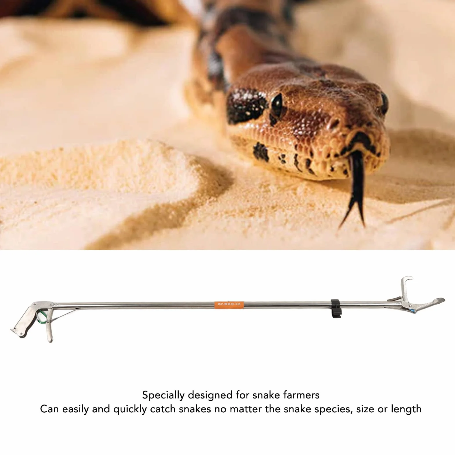 Pinzas de Serpiente de Acero Inoxidable Plegable Autobloqueable Herramienta Portátil para Reptiles