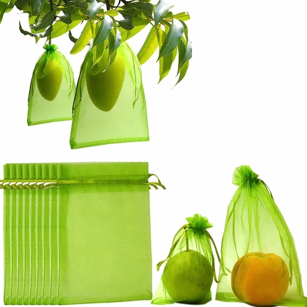 Bolsas para Uvas En Parra 100 Uds Bolsas de protección Frutas Red for Control plagas Uvas antipájaros Malla jardín Cultivo UVA Gran tamaño(White,30 x 40CM)