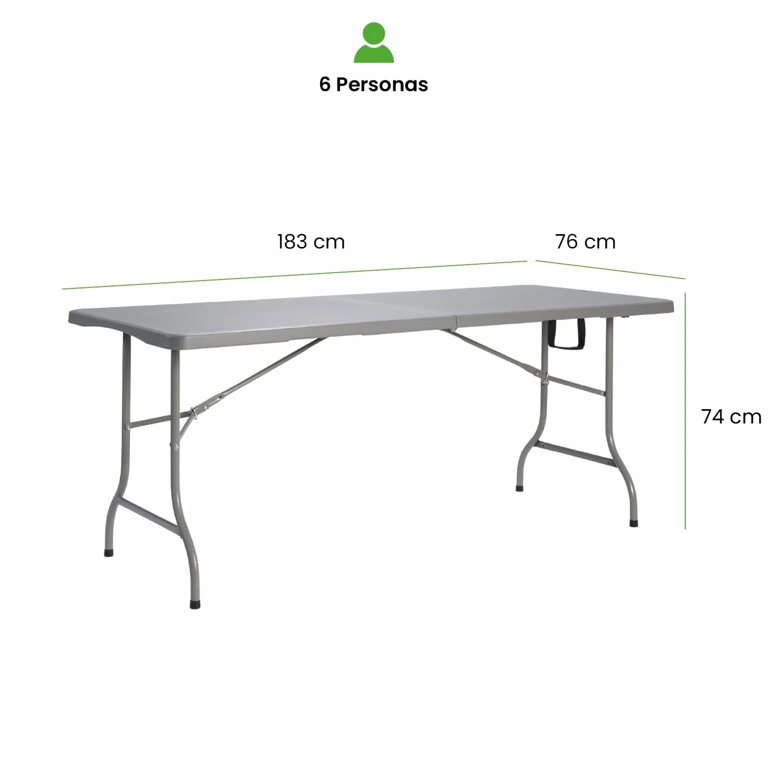 Conjunto Mesa Plegable y Sillas Terraza, Pack 4 Sillas PVC con Reposabrazos y Mesa Plegable Rectangular Tipo Maleta 180x76 cm, para Exterior, Camping, Comedor Auxiliar y Hostelería