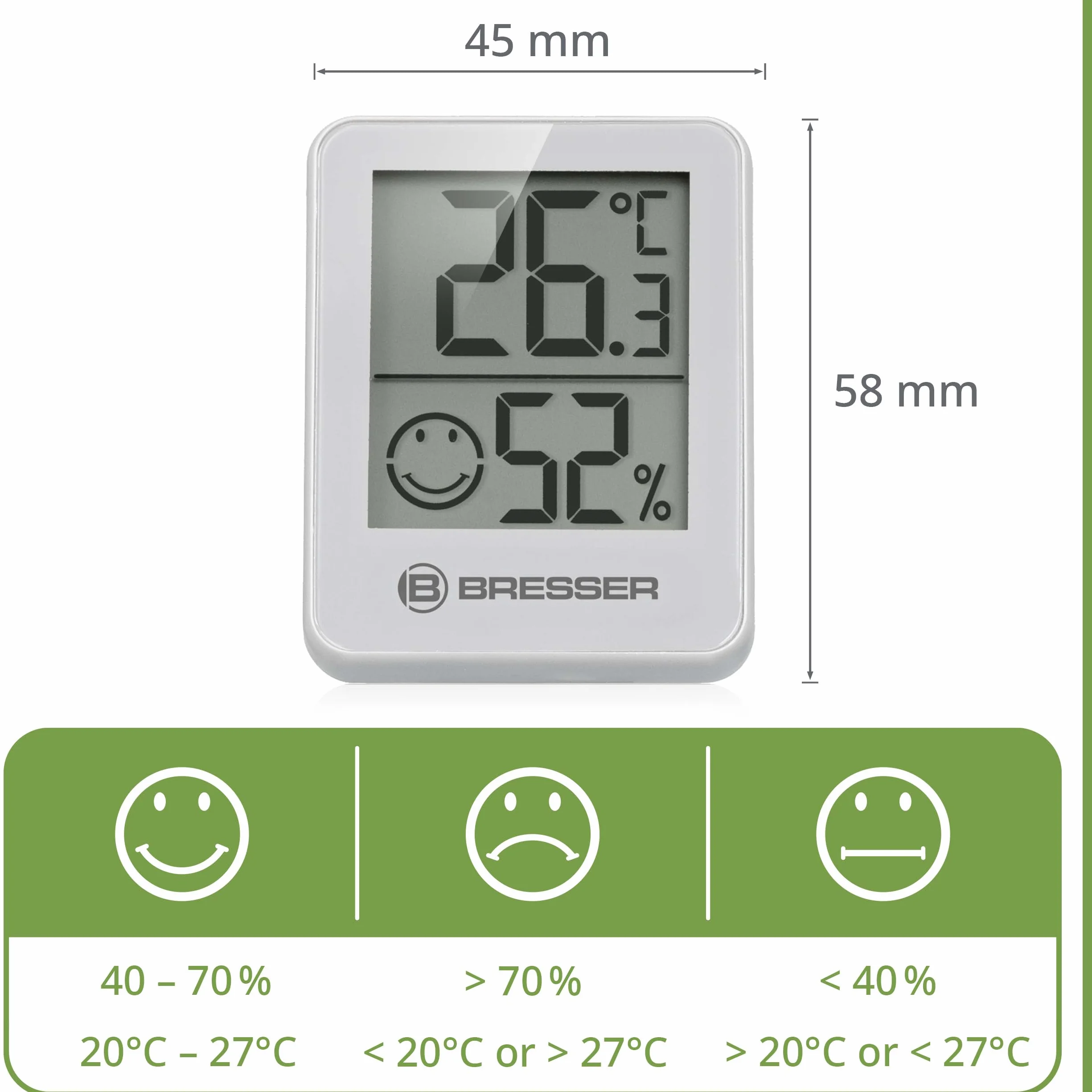 BRESSER Temeo Termómetro Higrómetro Set de 6 Higroindicadores para Pared, Indicador de Temperatura Interior, Blanco