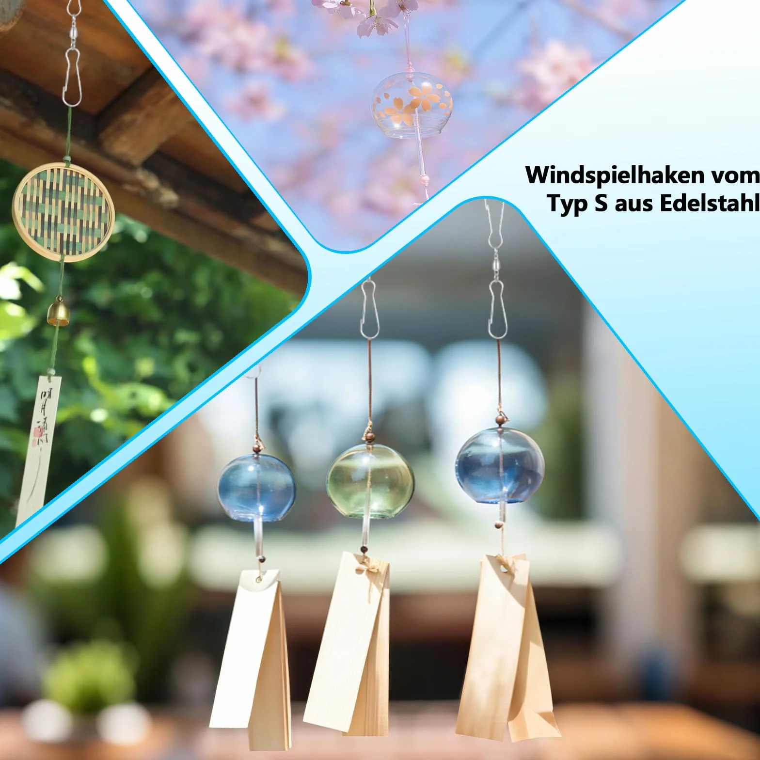 Ganchos giratorios de acero inoxidable 360° doble clip para colgar macetas y carillones