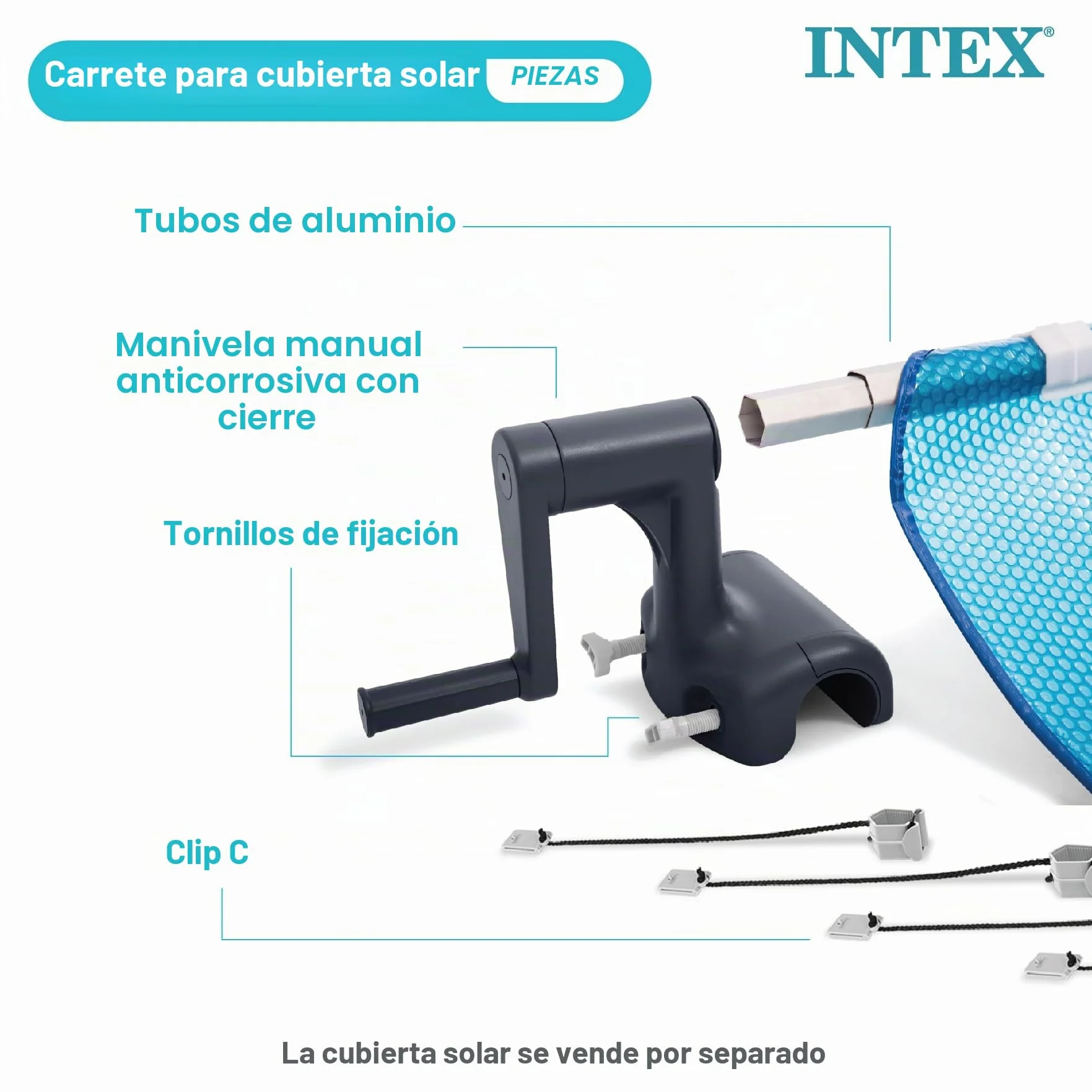 Intex 28051 Enrollador de Cobertor solar para piscinas