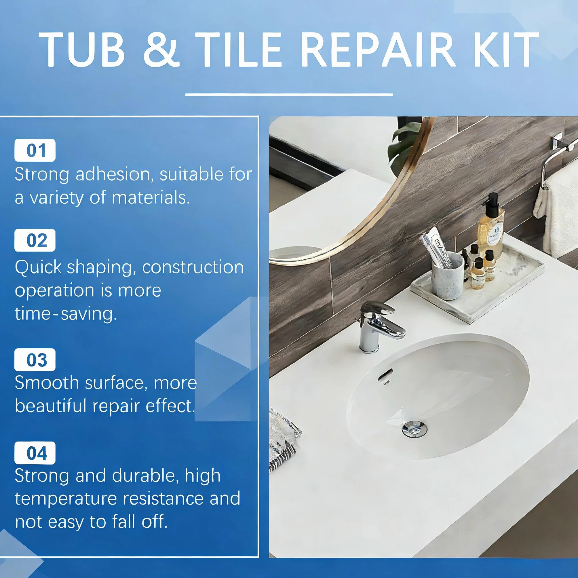 Kit Reparación Multiusos Porcelana Cerámica Impermeable Grietas Astillas Bañeras Azulejos