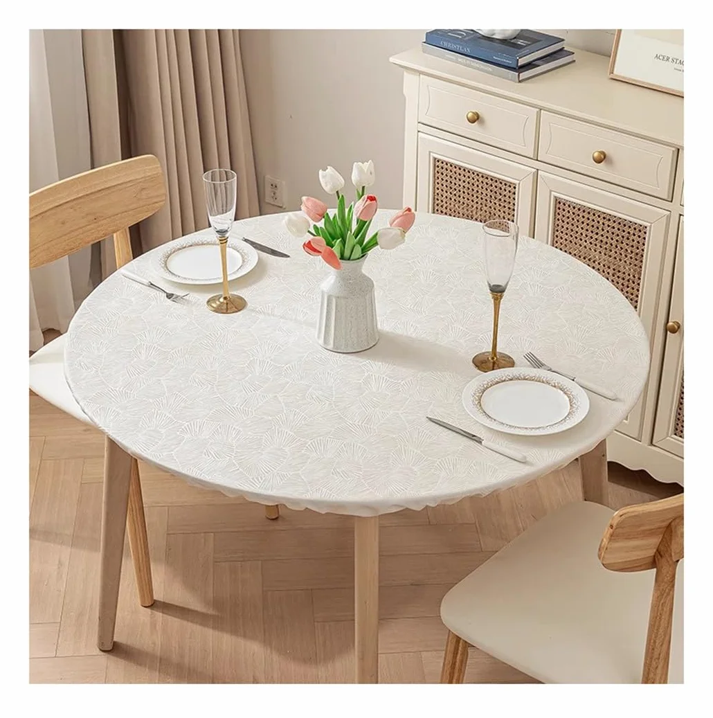 Mesa Redonda Impermeable Antideslizante 90cm Blanco