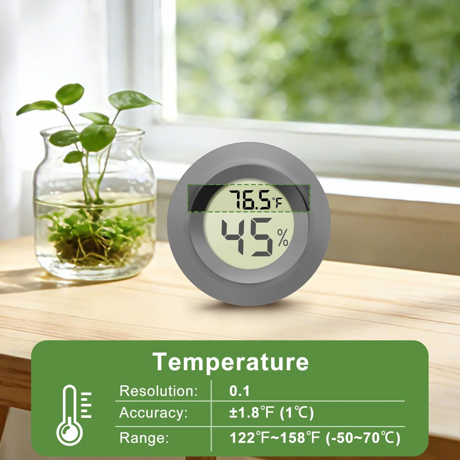 EEEKit Mini Higrómetro Termómetro Digital, Lote 5 Piezas, Medidor Humedad Temperatura para Sótano Invernadero, Negro Redondo