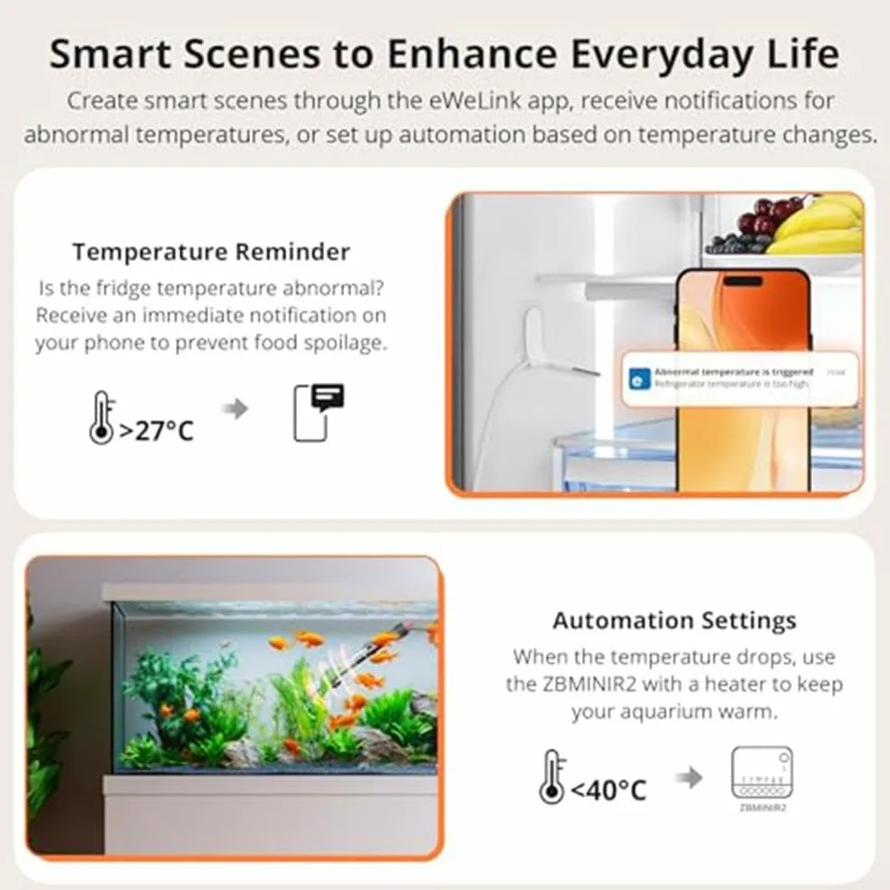 SNZB-02LD - Sensor de temperatura Zigbee 3.0 con sonda de 1,5 metros y pantalla LCD para piscina, cocina, baño y uso industrial