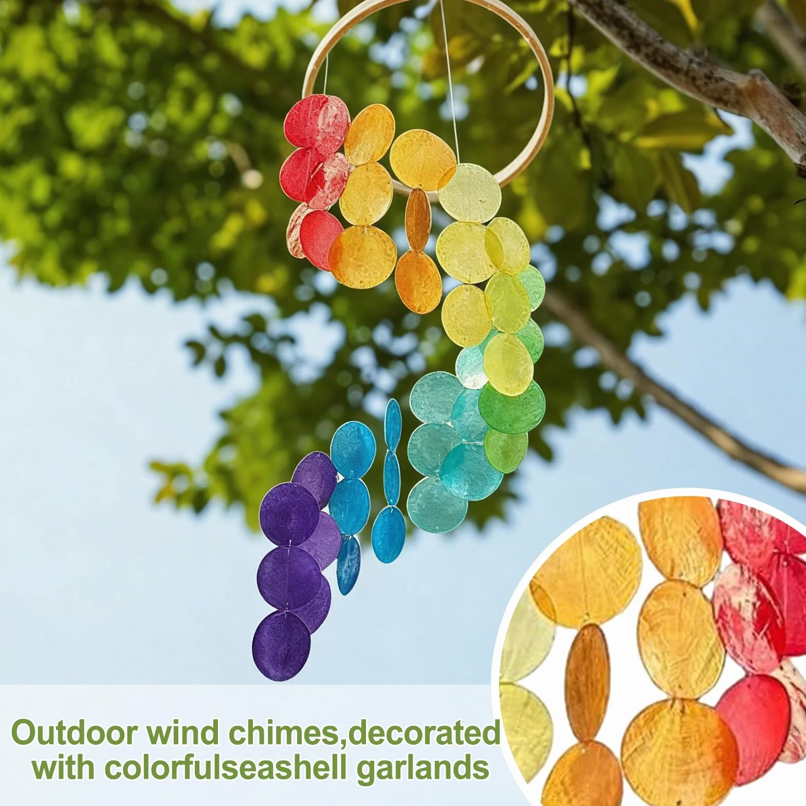 Wind Chimes Campanas De Viento Decoracion Jardin Exterior Conchas para Ventanas Paredes Patio