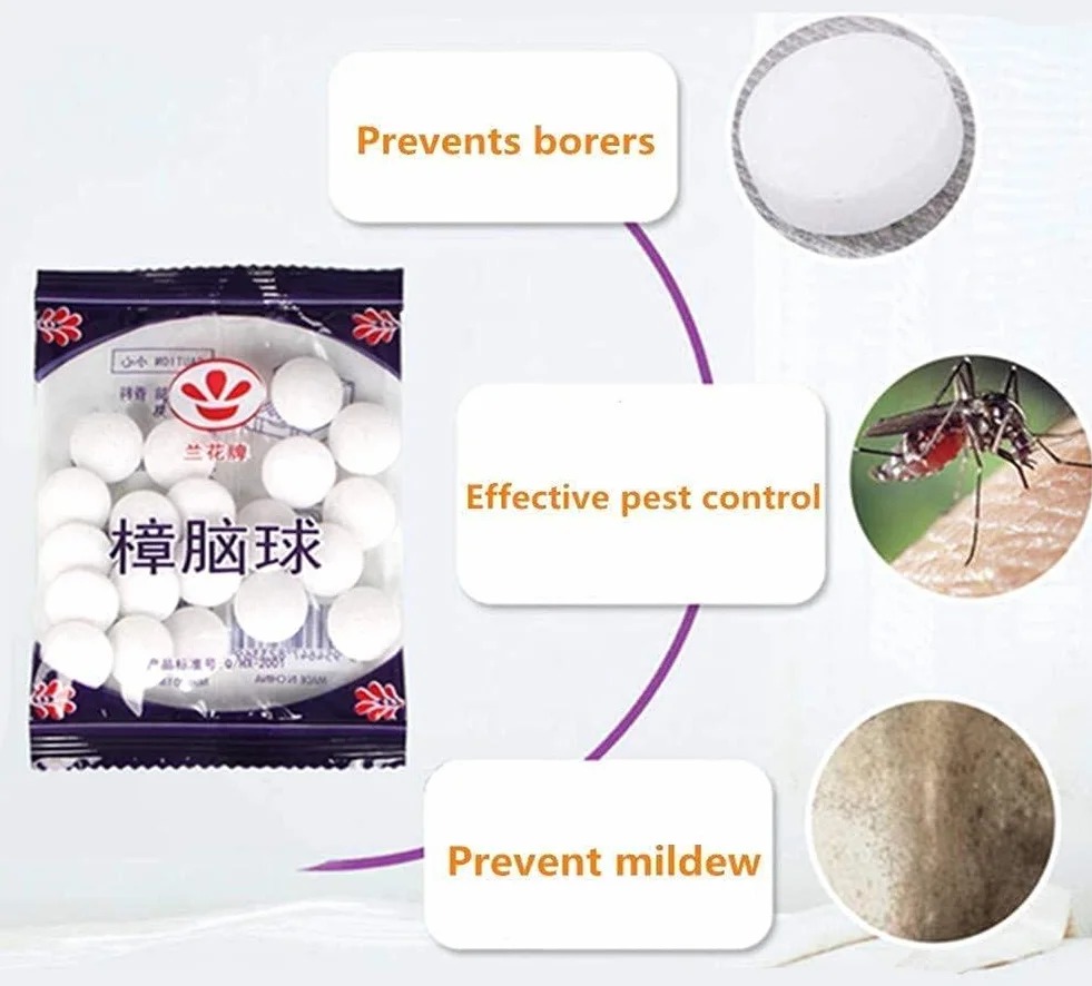 Pasado de Moda Original Bola de Polilla Bola de Insectos a Prueba de polillas Inodoro desodorización Armario protección 200 Piezas