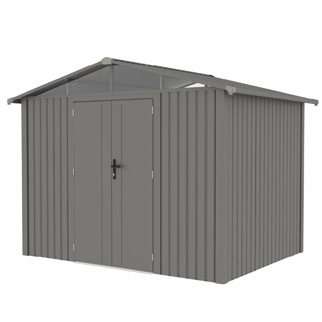 Gardiun Caseta Metálica Grunewald 7 m2 Exterior 304x232x228 cm Acero Ventana Lateral Puerta Doble 106x178 cm