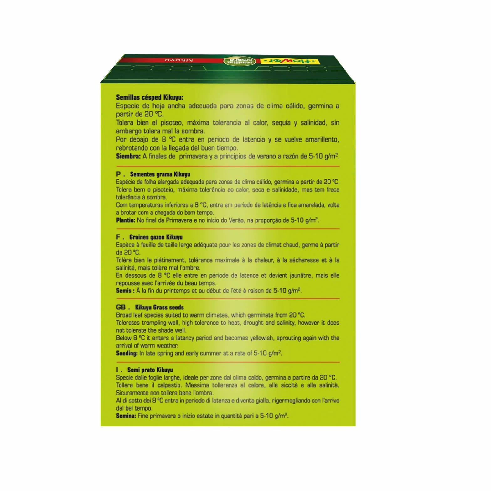 Semillas Kikuyu Césped Resistente Calor Salinidad Bajo Mantenimiento Riego Eficiente Cubre 25 m² Climas Cálidos Costas