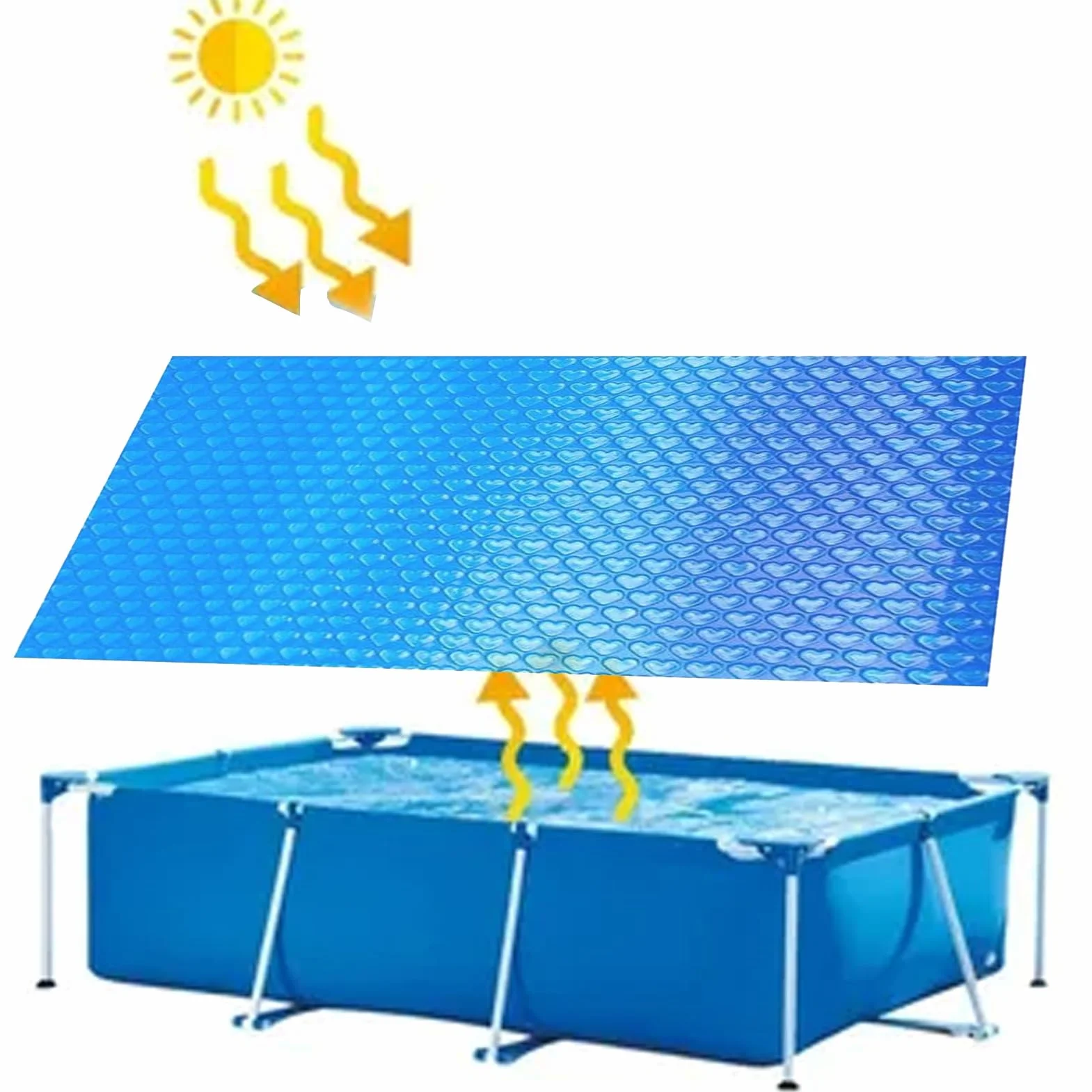 Cubierta Solar Piscina Rectangular 260x170cm Manta Térmica PE Anti-UV Impermeable