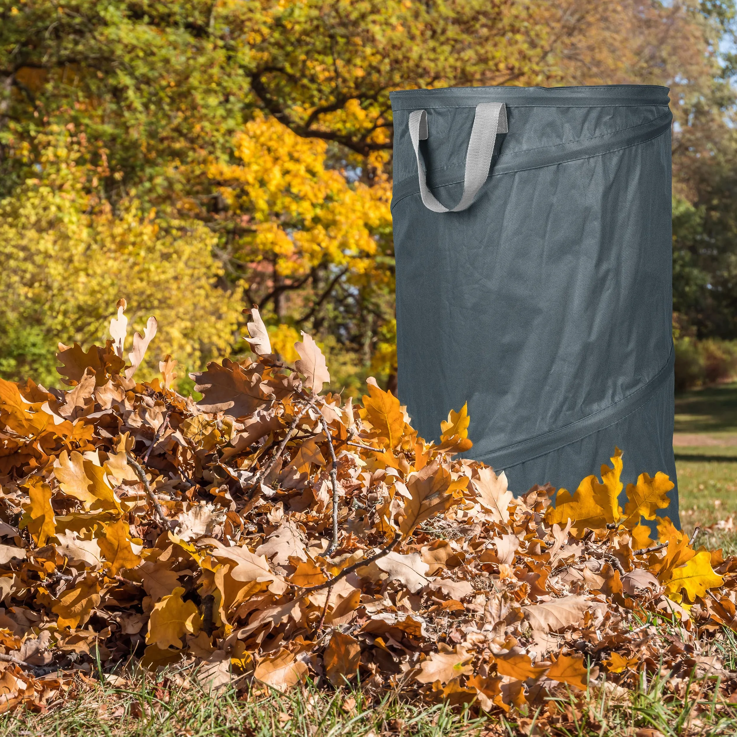Relaxdays Bolsas Jardín Auto-desplegables PopUp 120L Impermeable UV Gris Set2