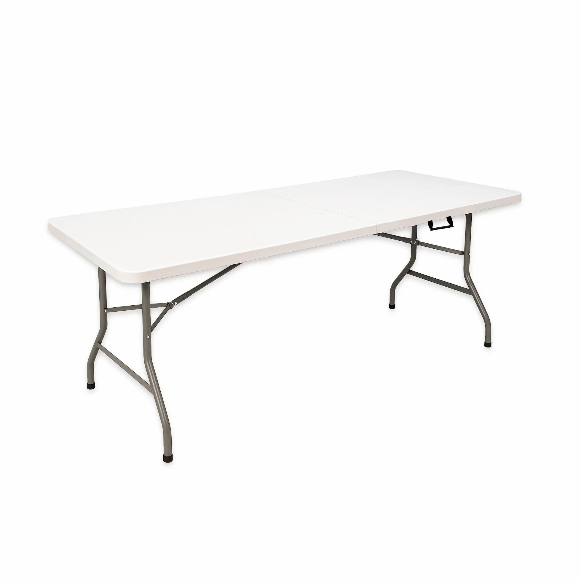 Mesa Plegable 180 x 70 cm Acero HDPE Blanco 150 kg para Camping Eventos Comedor