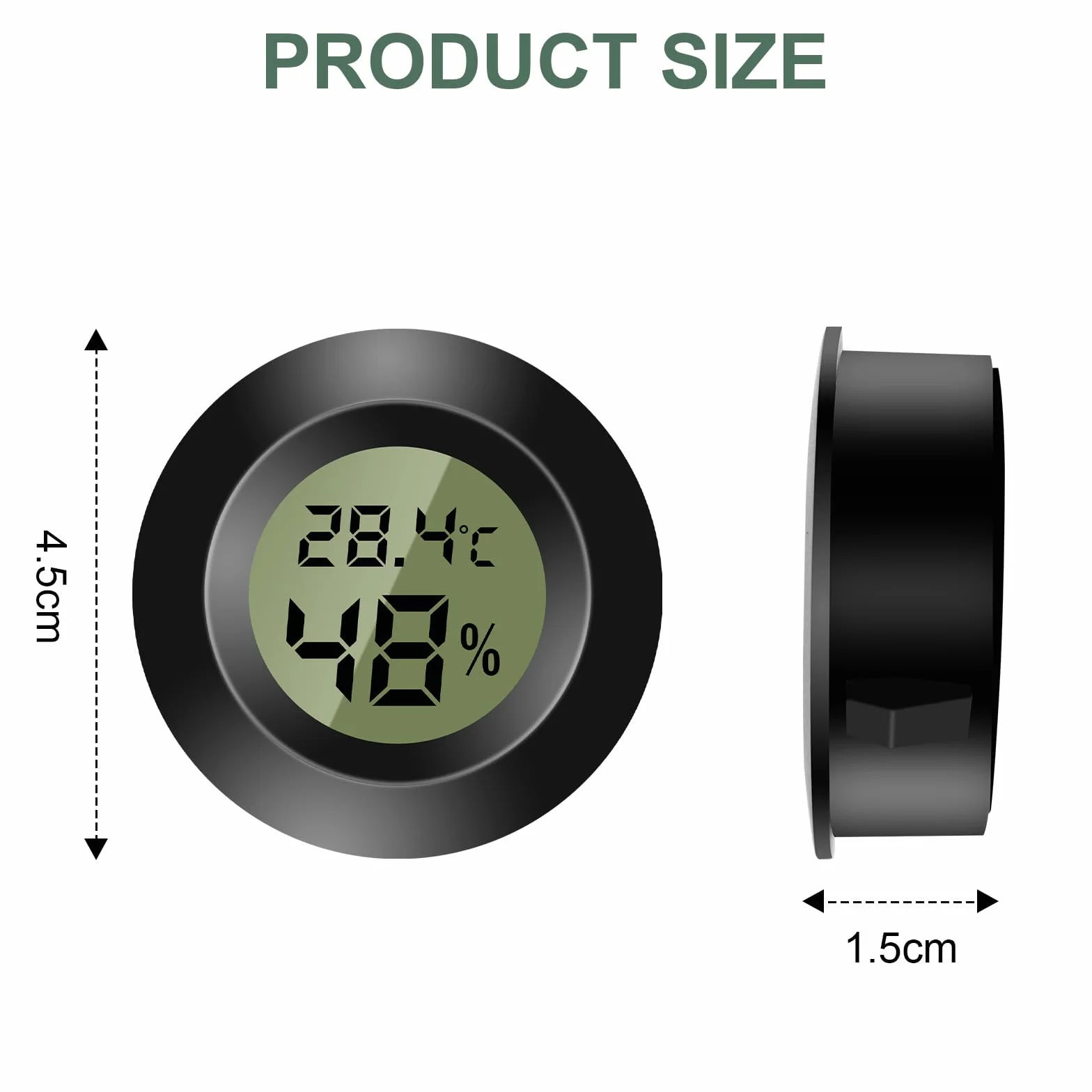 Mini termómetro digital LCD para interiores, higrómetro con monitor de temperatura y humedad, negro