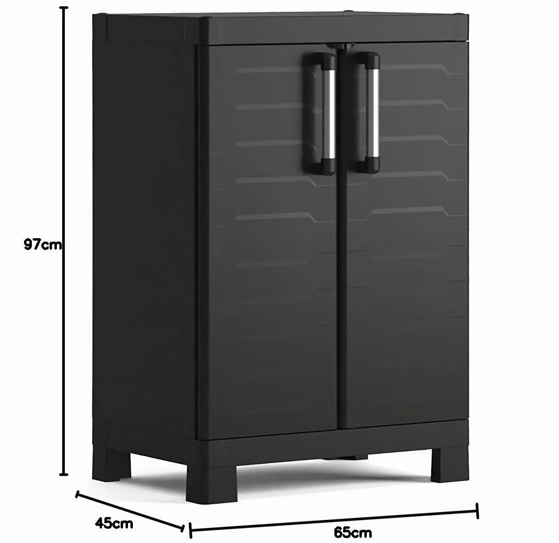 Keter Armario Detroit Bajo 182x65x45 cm Czarny Resina 2 Drzwi