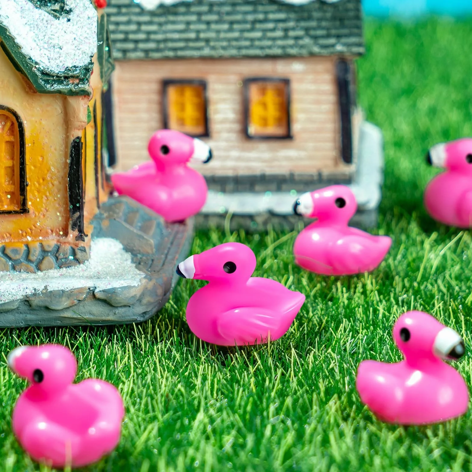 Mini Patos Flamencos 50 PCS Figuras de Resina para Decoración Verano Fiesta
