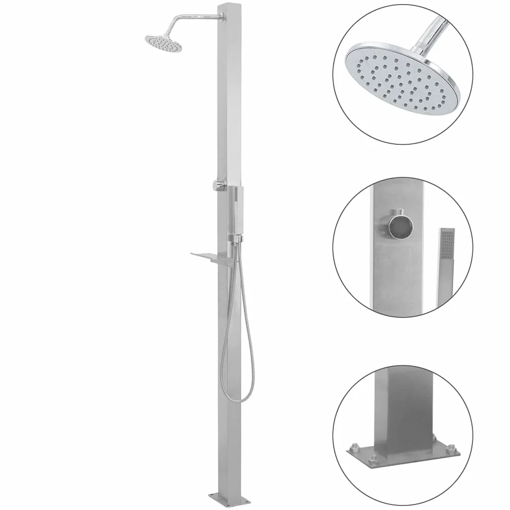 vidaXL Ducha Exterior Portátil Metal Acero Inoxidable Camping Jardín