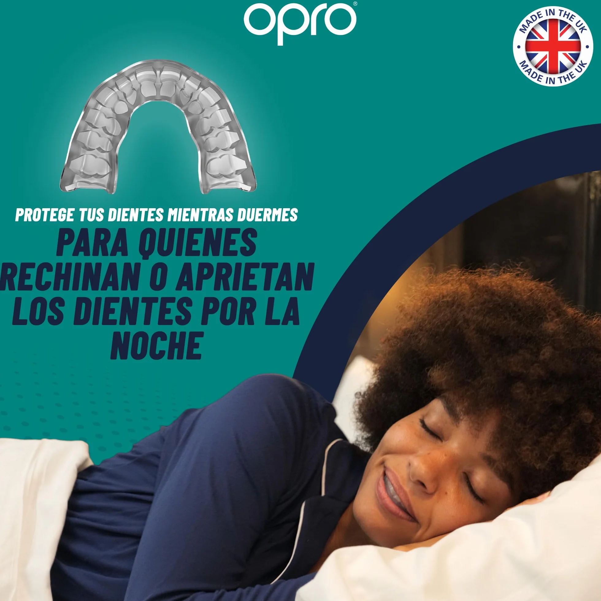 OPRO Protector nocturno para bruxismo, alivio ATM, ajuste entallado, estuche incluido