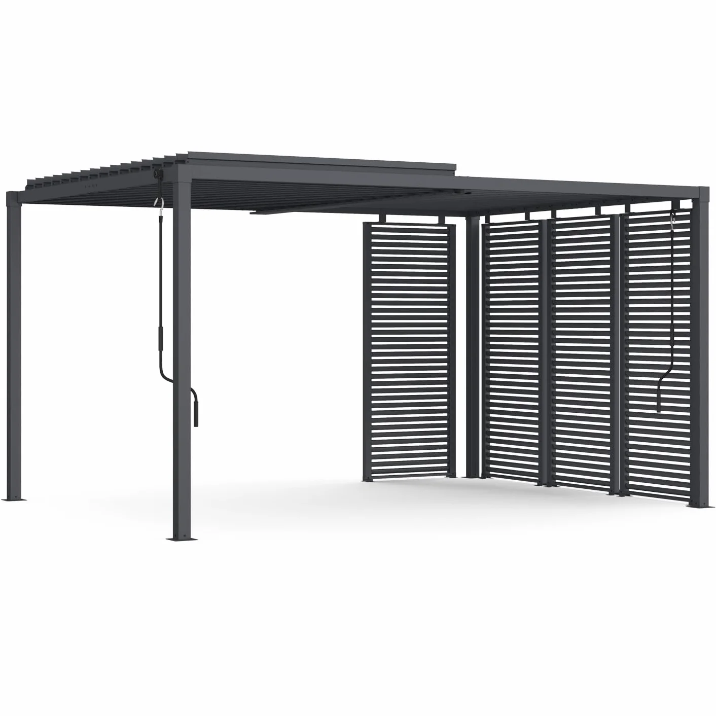 Pérgola bioclimática acero 3x4 M persianas horizontales gris antracita
