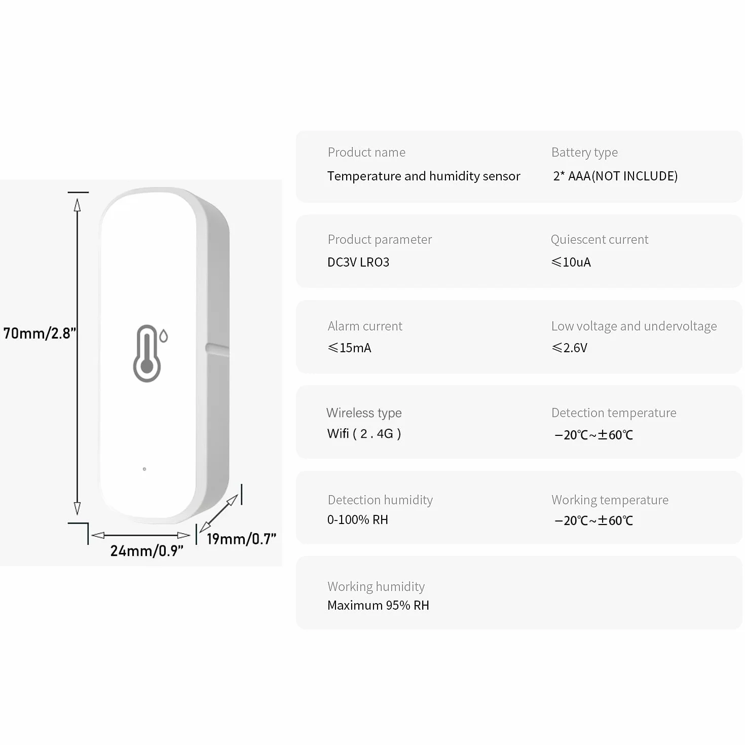 Mengshen 2 Pack Sensores Humedad WiFi Inteligentes Monitor Temperatura Interior con Alerta de Notificación Compatible para Alexa Google Home