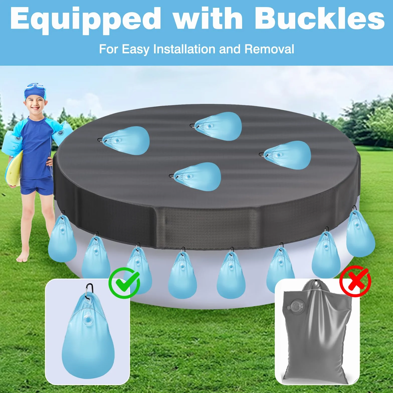 Cojín de Aire para Cubierta de Piscina PVC 34x23 cm, Almohada Inflable para Piscinas de Invierno