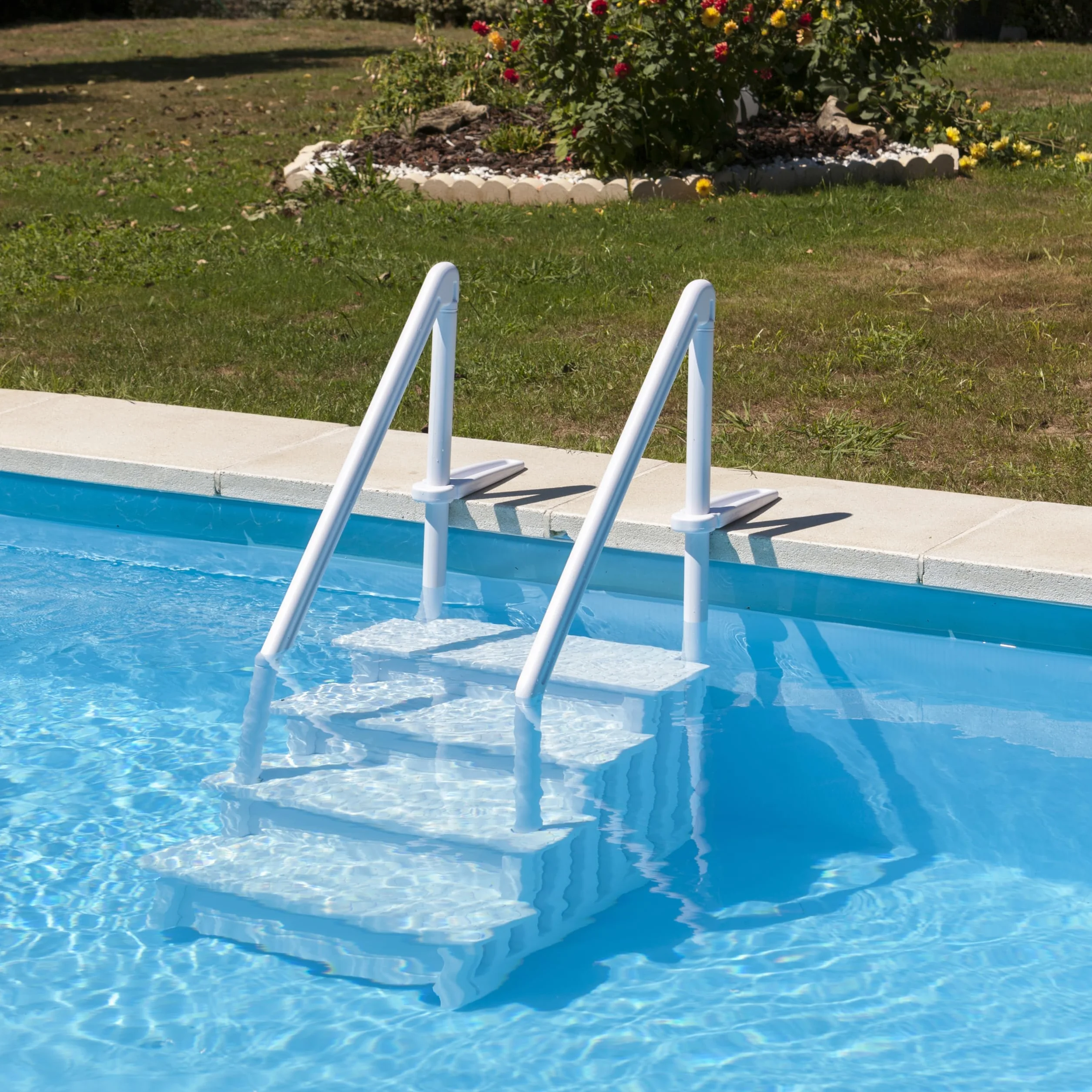 Escalera Antideslizante para Piscina Enterrada 4 Peldaños Blanca 80x92x206 cm