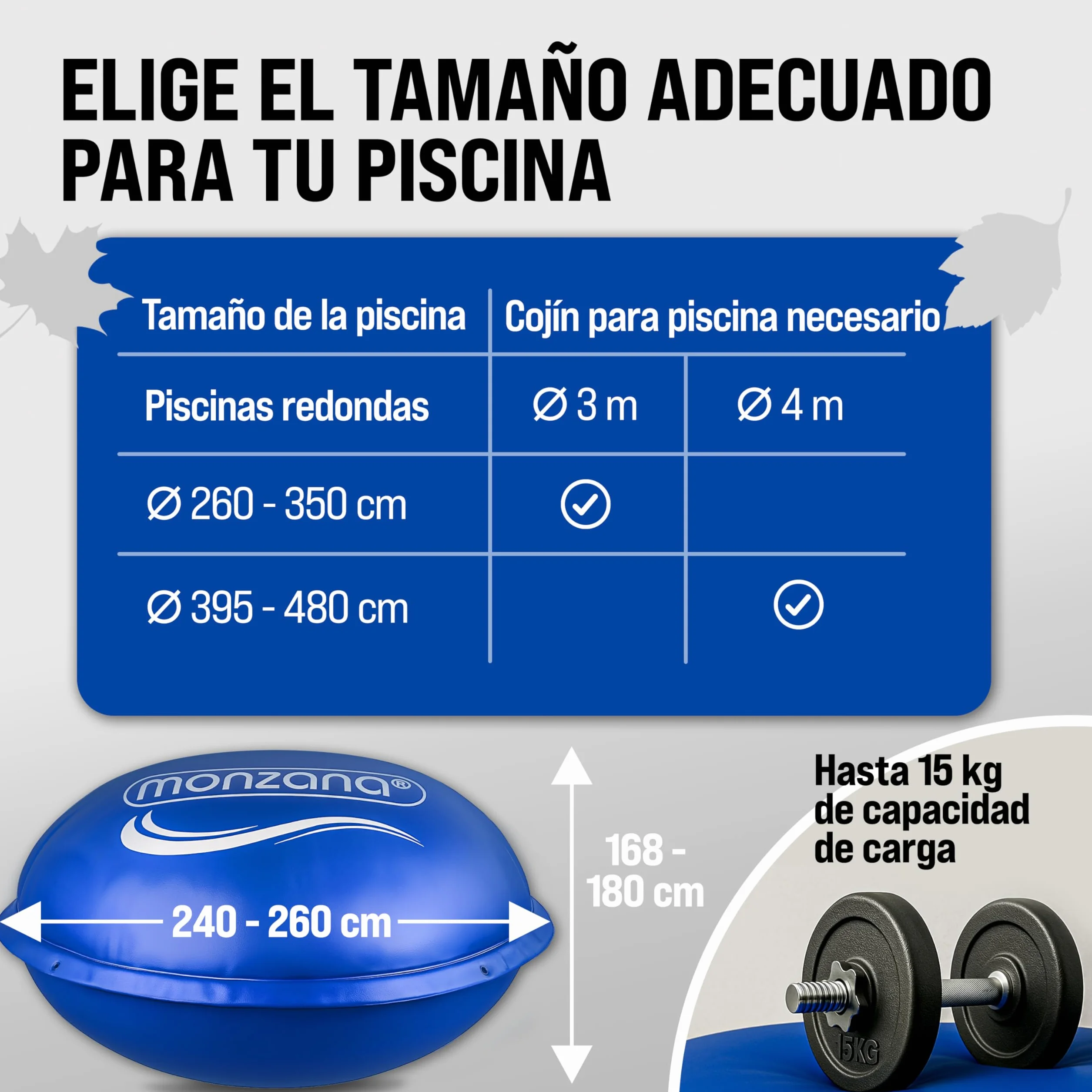 Monzana Cojín Redondo Piscina XXL Cubierta Inflable Aire 3m 4m Protección Invierno Resistente Rayos UV