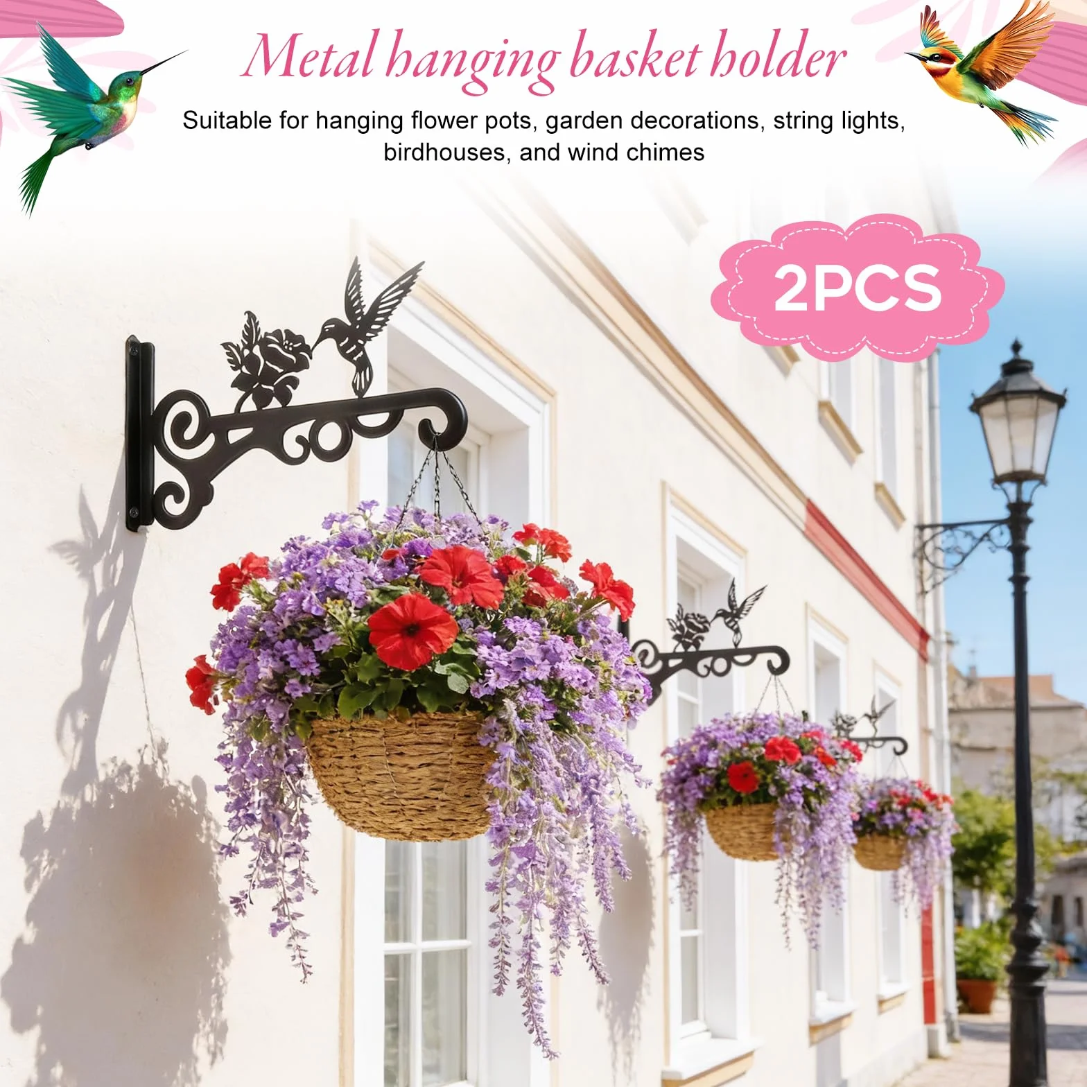 Zocipro Soportes Metálicos para Colgar Plantas 25 cm Ganchos de Pared de Hierro Negro