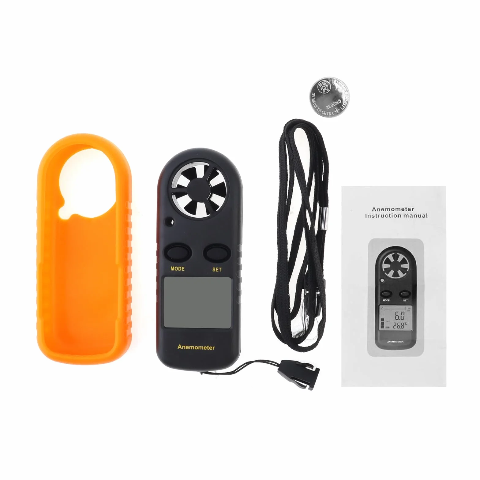 Anemómetro de mano digital con pantalla LCD, medidor de velocidad del viento MAX/MIN/AVG para cometas y meteorología