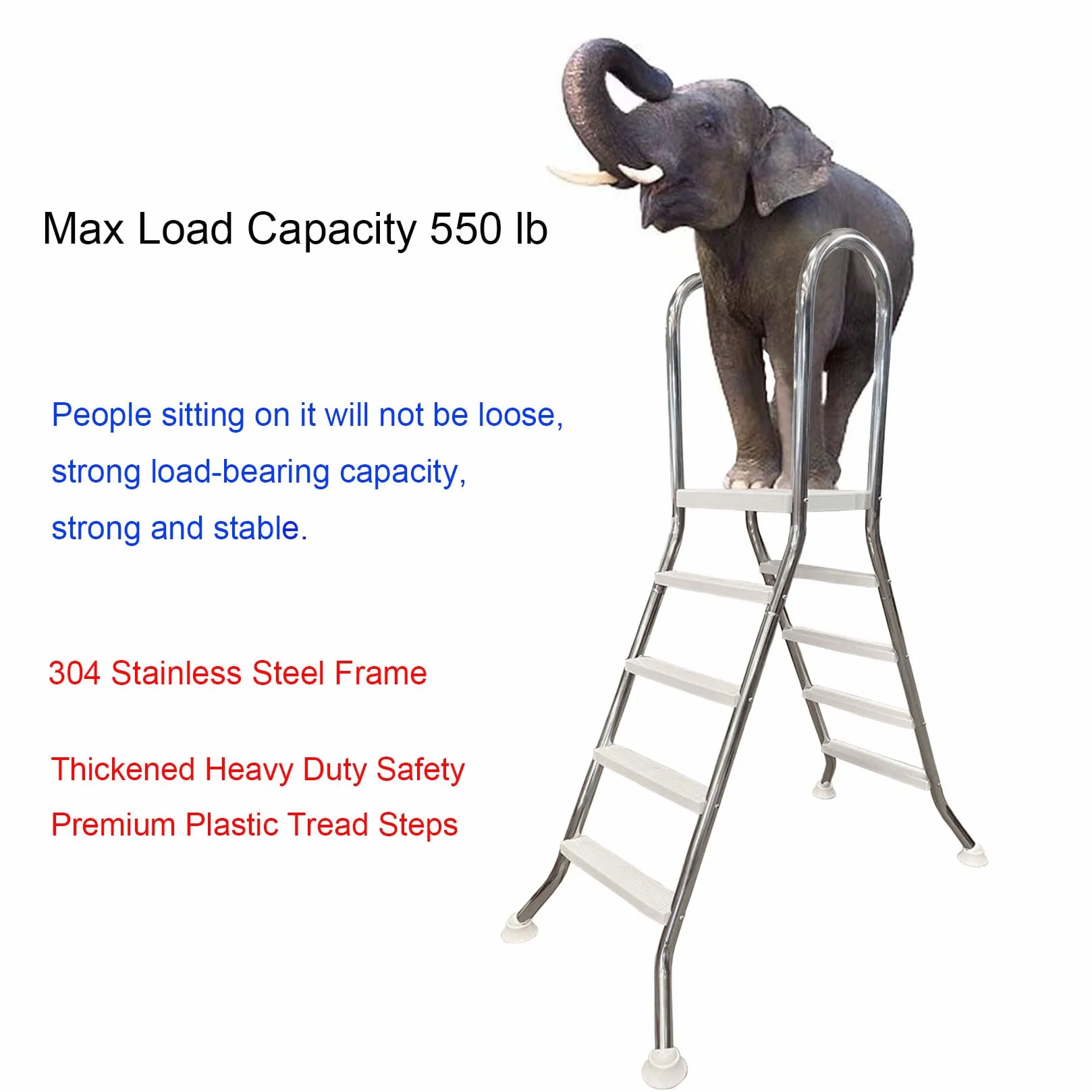 Escalera de Piscina de Lujo 52" Doble Cara Antideslizante 550 LB 4 Peldaños 85cm