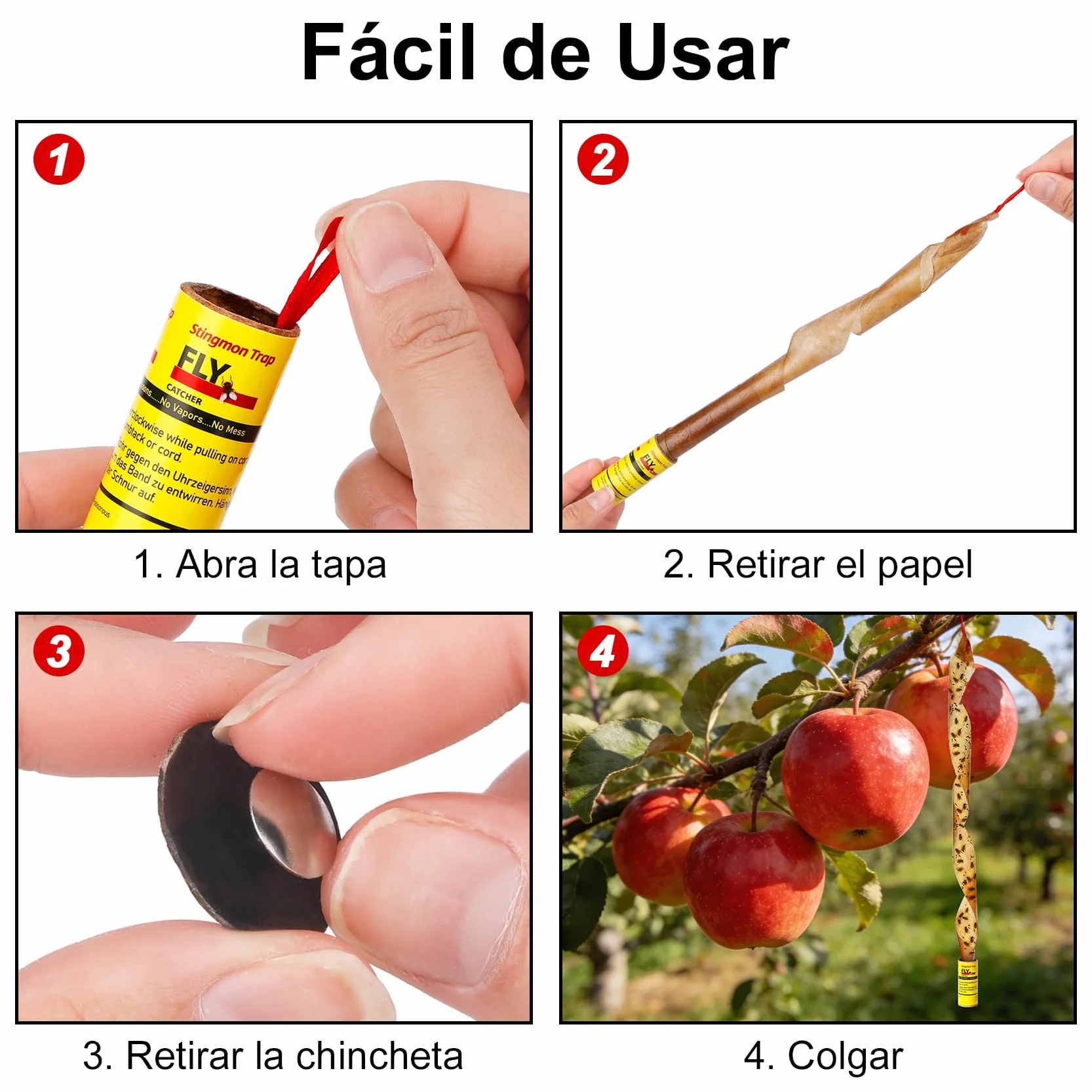 Atrapa Moscas Papel Mosquero Pegajoso 40 Piezas para Moscas de la Fruta, Interior y Exterior