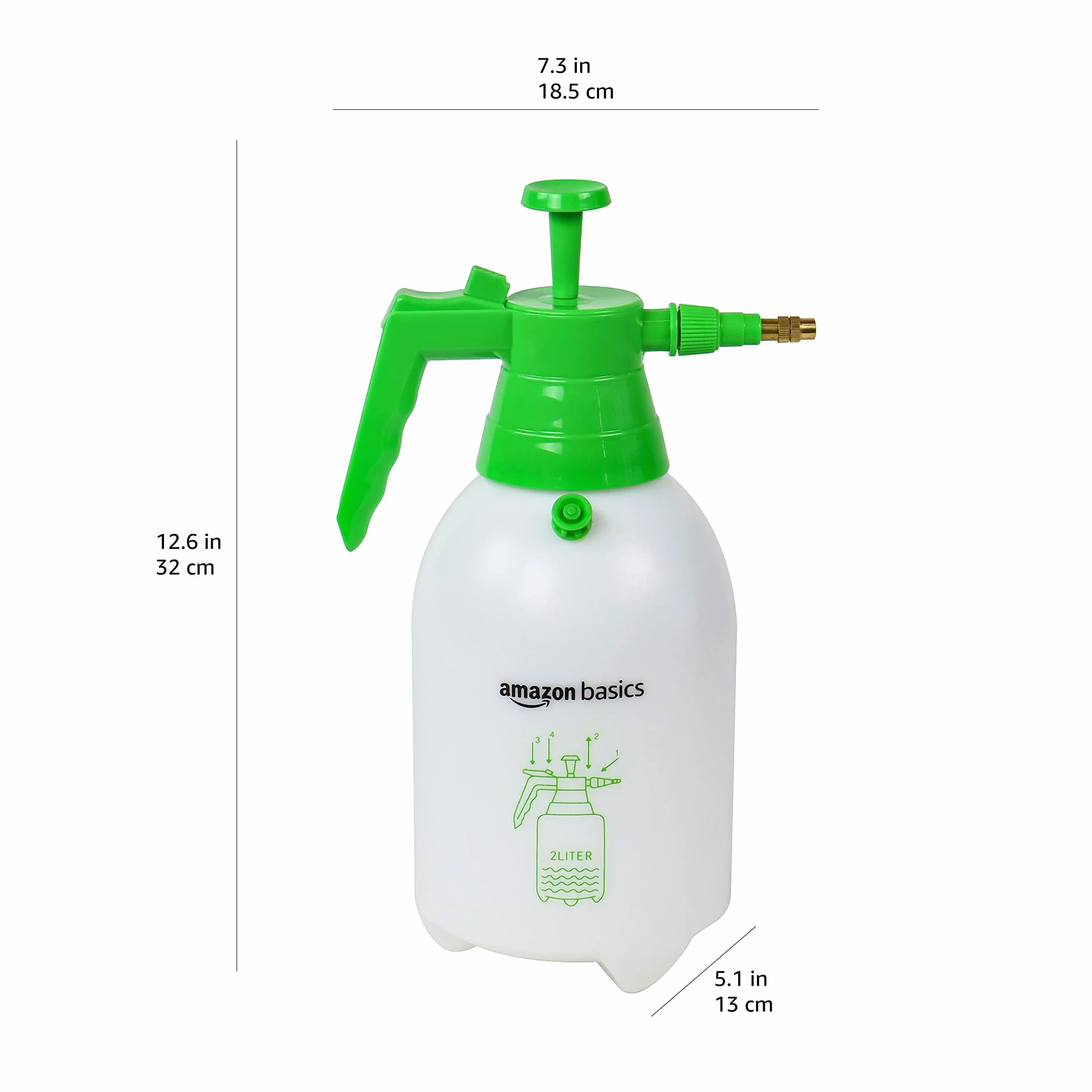 Amazon Basics Pulverizador a presión 2 l con mecanismo de gatillo con bloqueo