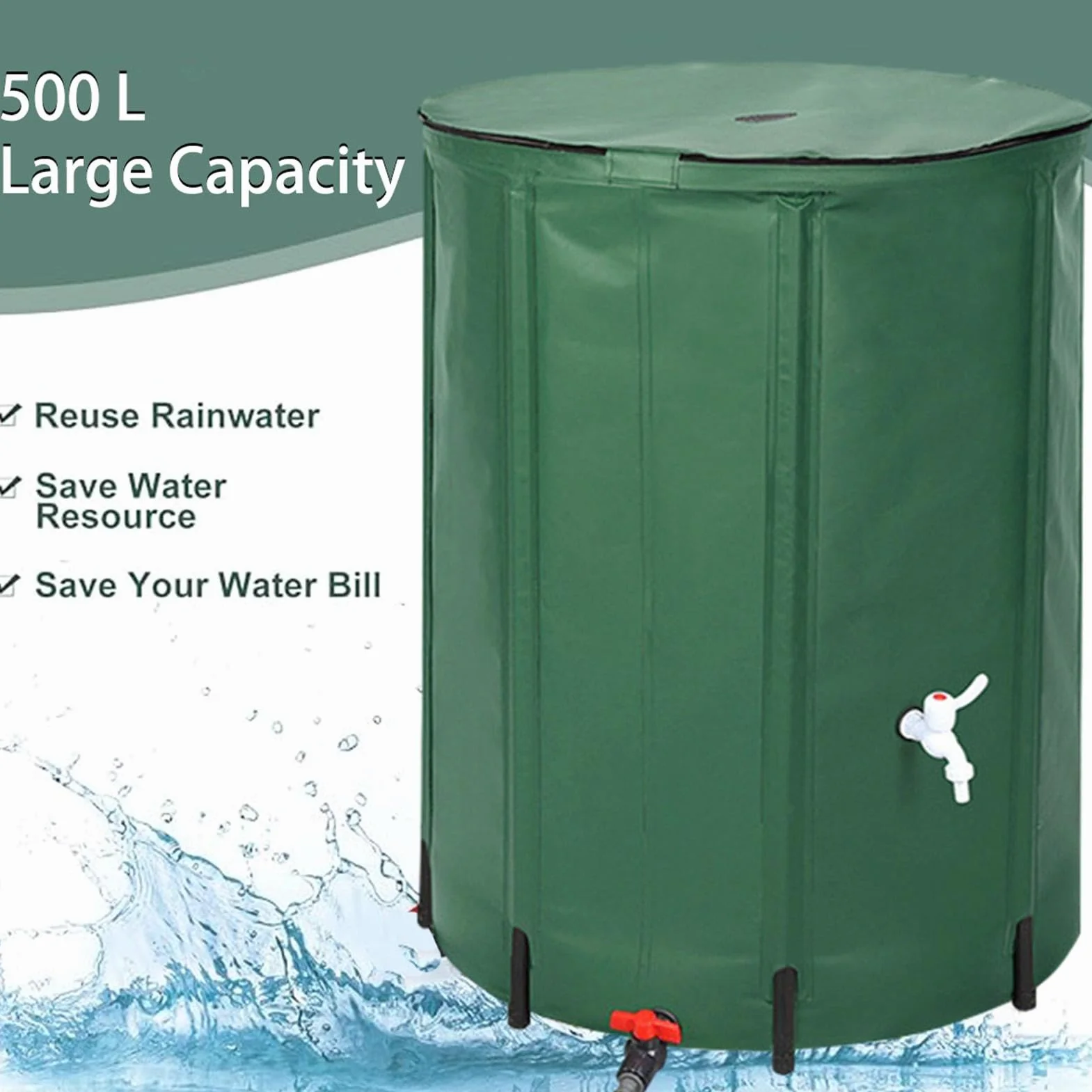 Barril de recolección de Agua de Lluvia,Barril de recolección de | Agua - Barriles de Lluvia Plegables de PVC de 26 galones,Tanque de Almacenamiento de Agua de recolección de Agua de Lluvia co