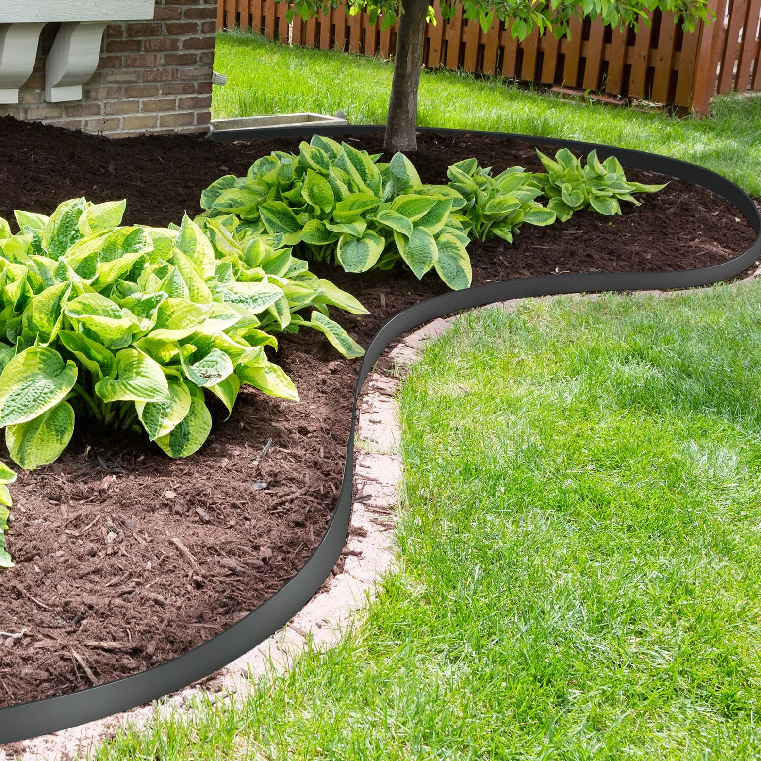 Velway Borde de Jardín Plástico Flexible 20 m 5 cm 60 Clavijas Delimitador Negro