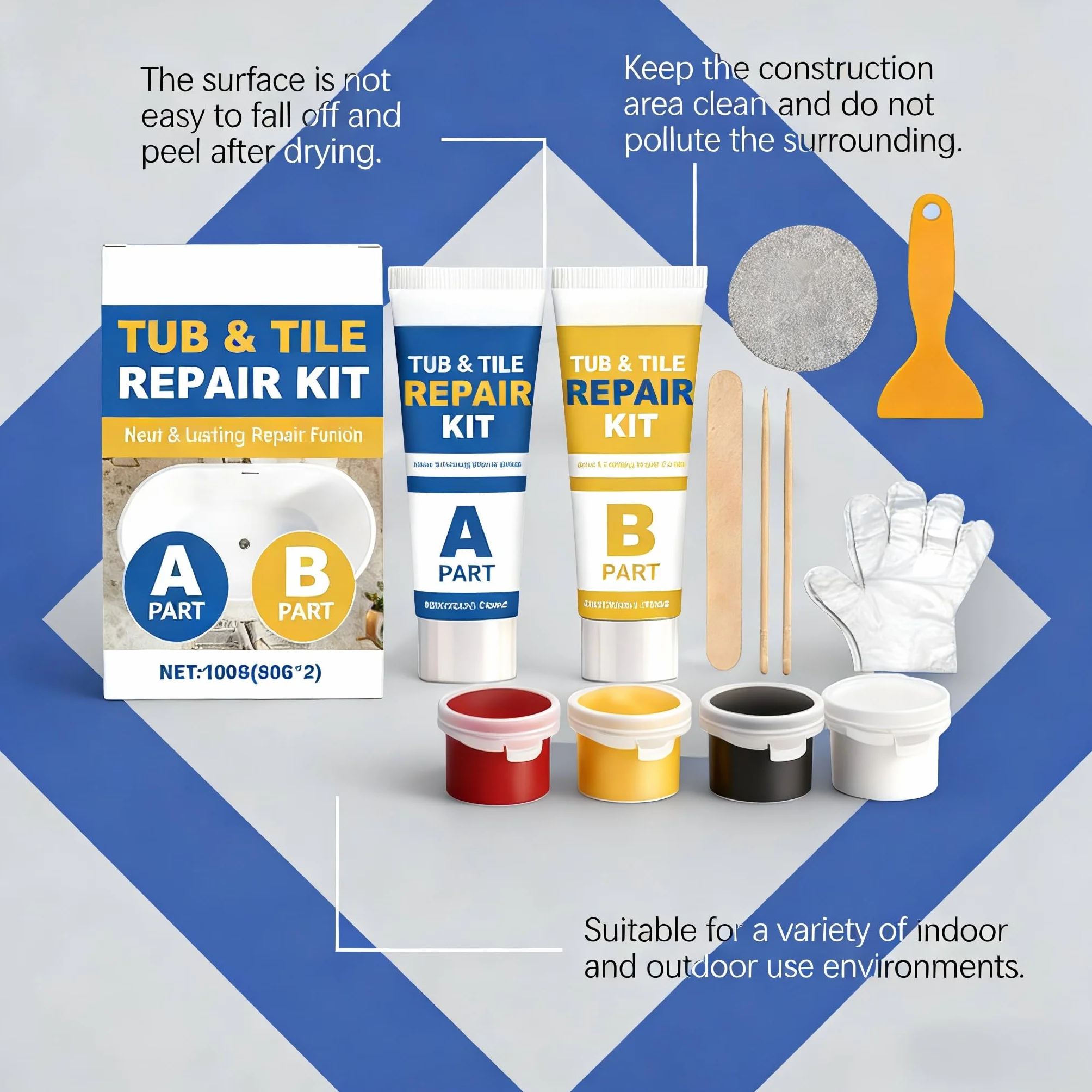 Kit Reparación Multiusos Porcelana Cerámica Impermeable Grietas Astillas Bañeras Azulejos