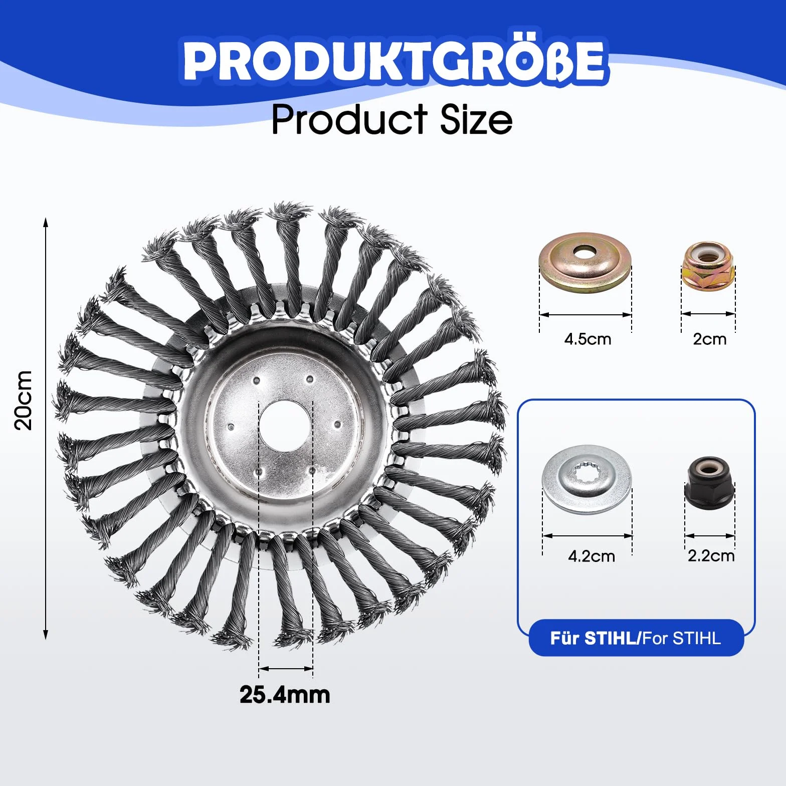 Cabezal para Desbrozadora de Acero 200 mm 25.4 mm 8 Pulgadas