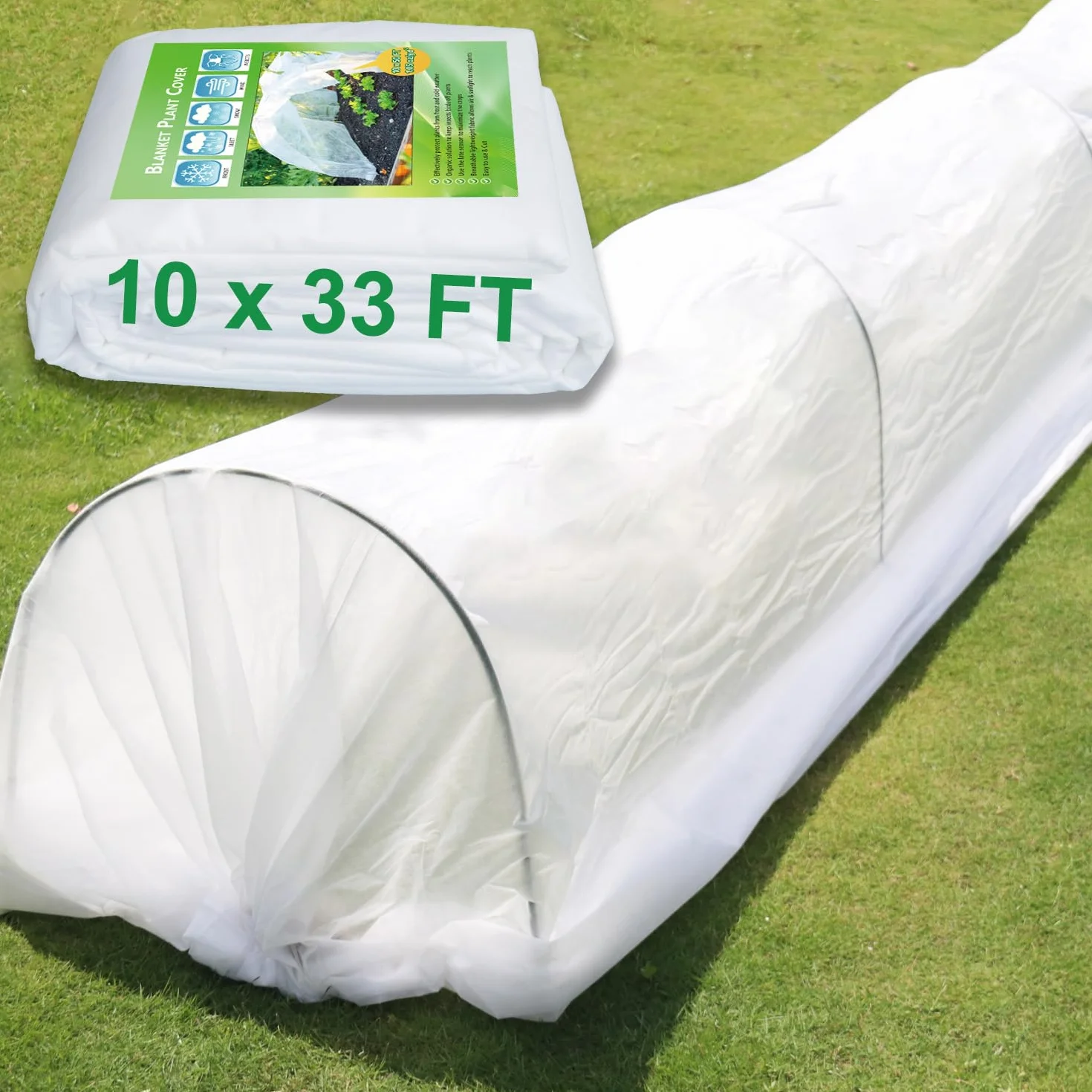 KLEWEE Cubiertas para plantas de protección contra la congelación de 10 x 33 pies, 29.8 g/yd², mantas más gruesas para plantas al aire libre, cubiertas de plantas para invierno, cubierta flotante para