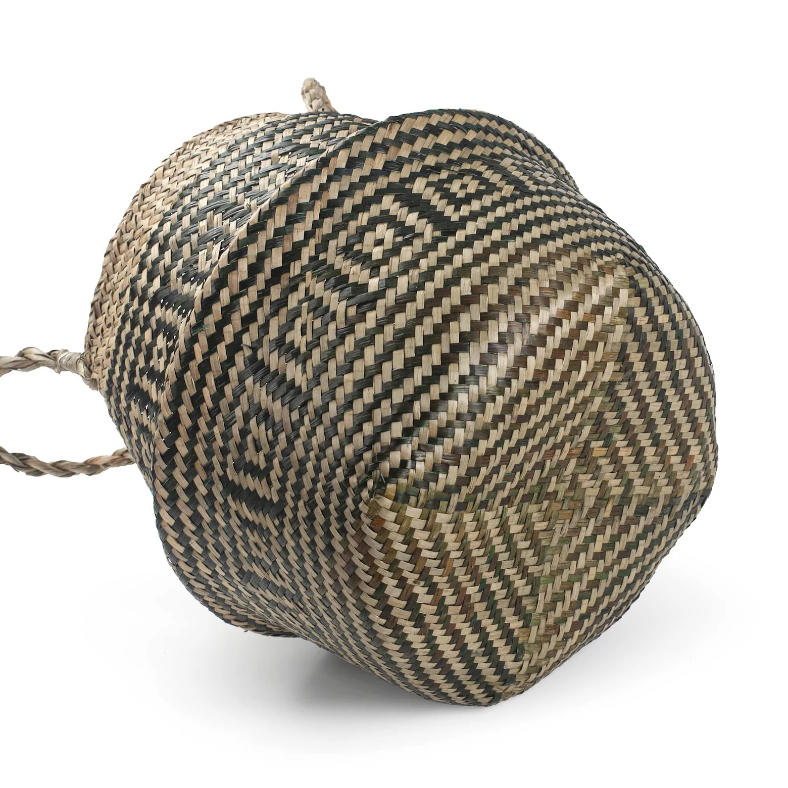 Cesta Mimbre Decoracion Naturales Cesta para Plantas Almacenaje Macetas Seagrass (Raya Negra)