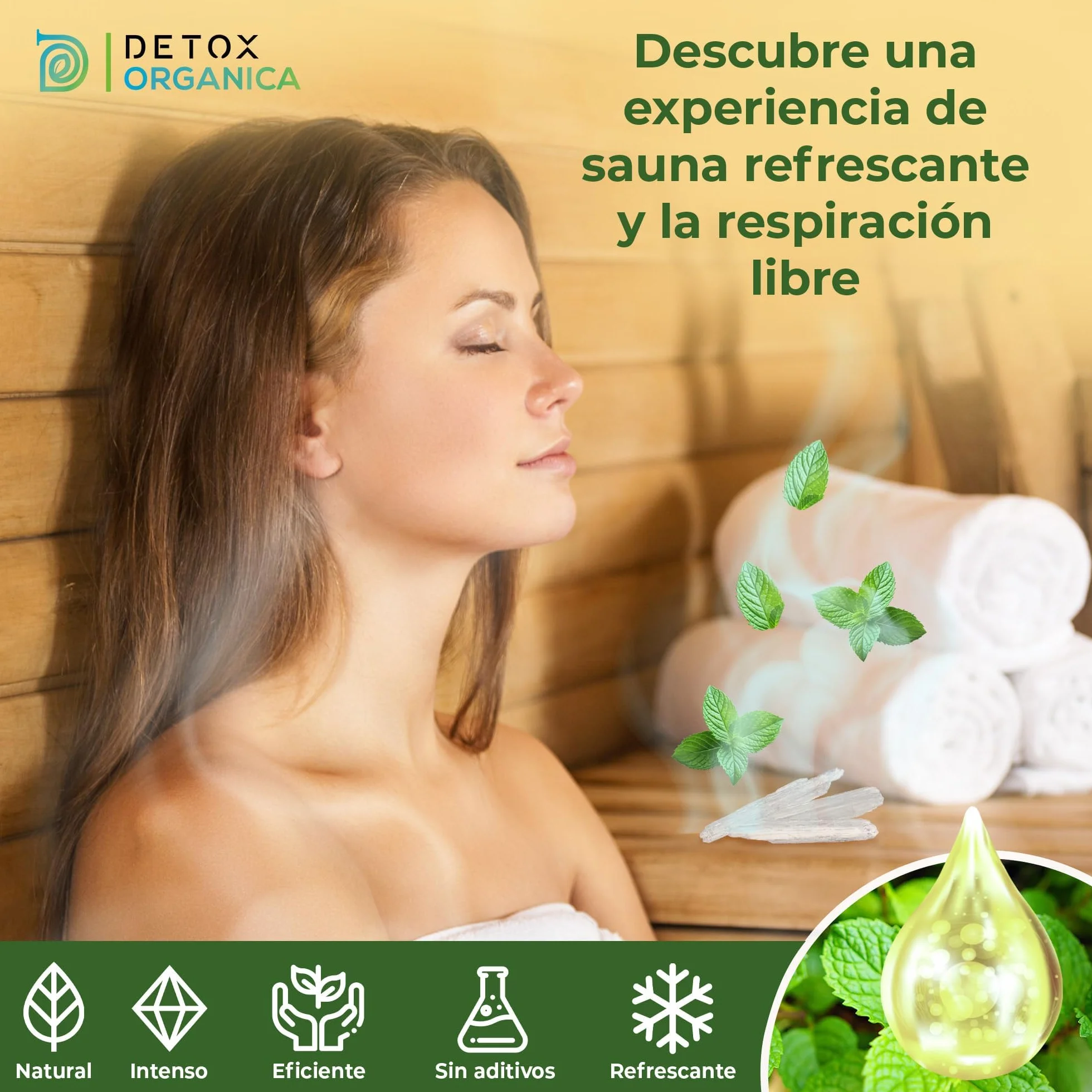Detox Organica Cristales de Mentol 50g - Hechos 100% de Pura Menta - Menthol Crystals Ideales como Infusión para el Sauna, Baño, Congestión Nasal - Hechos en Alemania