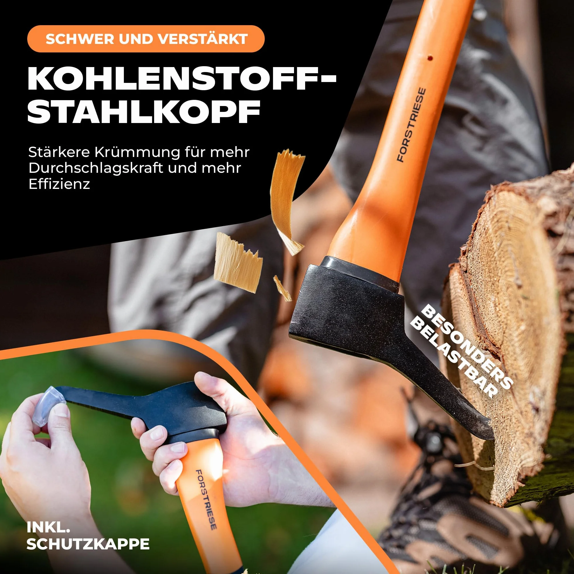 Sappie - Herramienta Forestal Sapie TX37 de 37 cm, Mango de plástico de Fibra de Vidrio inastillable, con Agarre ergonómico para un Agarre Seguro, Forst Zappi