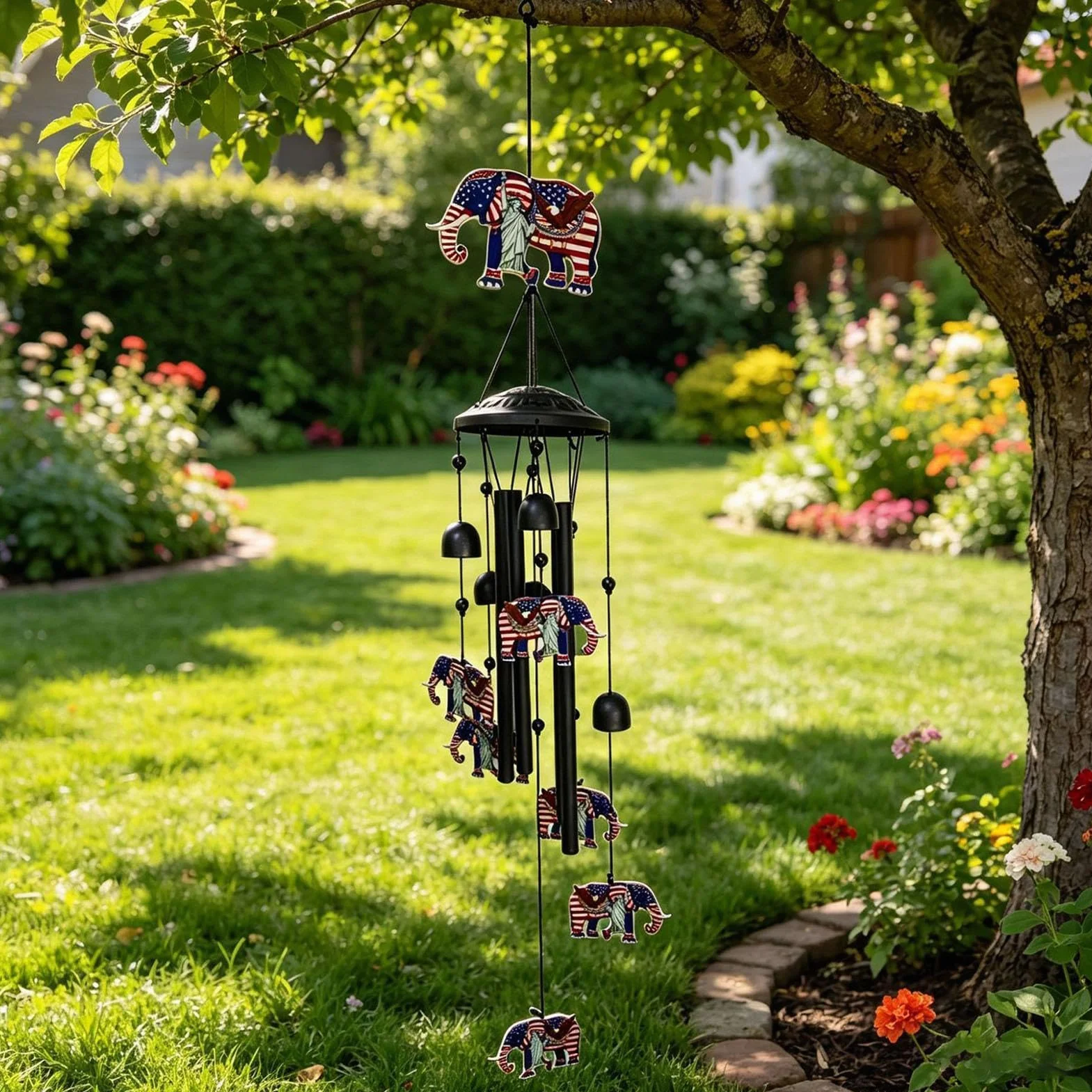 Carrillones De Viento Exterior Metal Retro Patriótico Con Gancho | Carillón de viento águila decoración exterior Para Jardín, Patio, Porche, Patio Trasero, Balcón, Familia, Propietarios Y