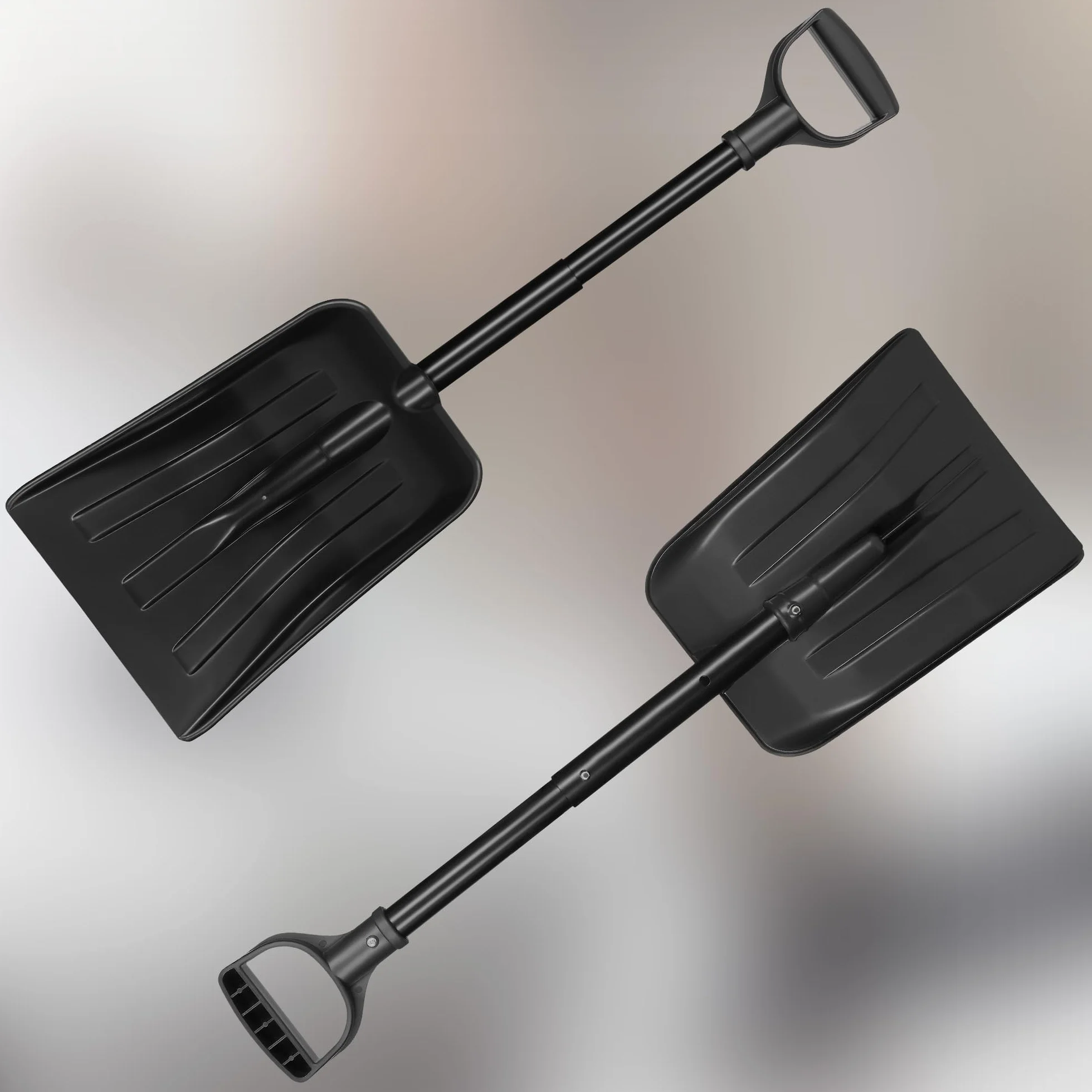 KOTARBAU Pala de Nieve para Coche, Plástico, Mango Aluminio, 80 cm, Plegable
