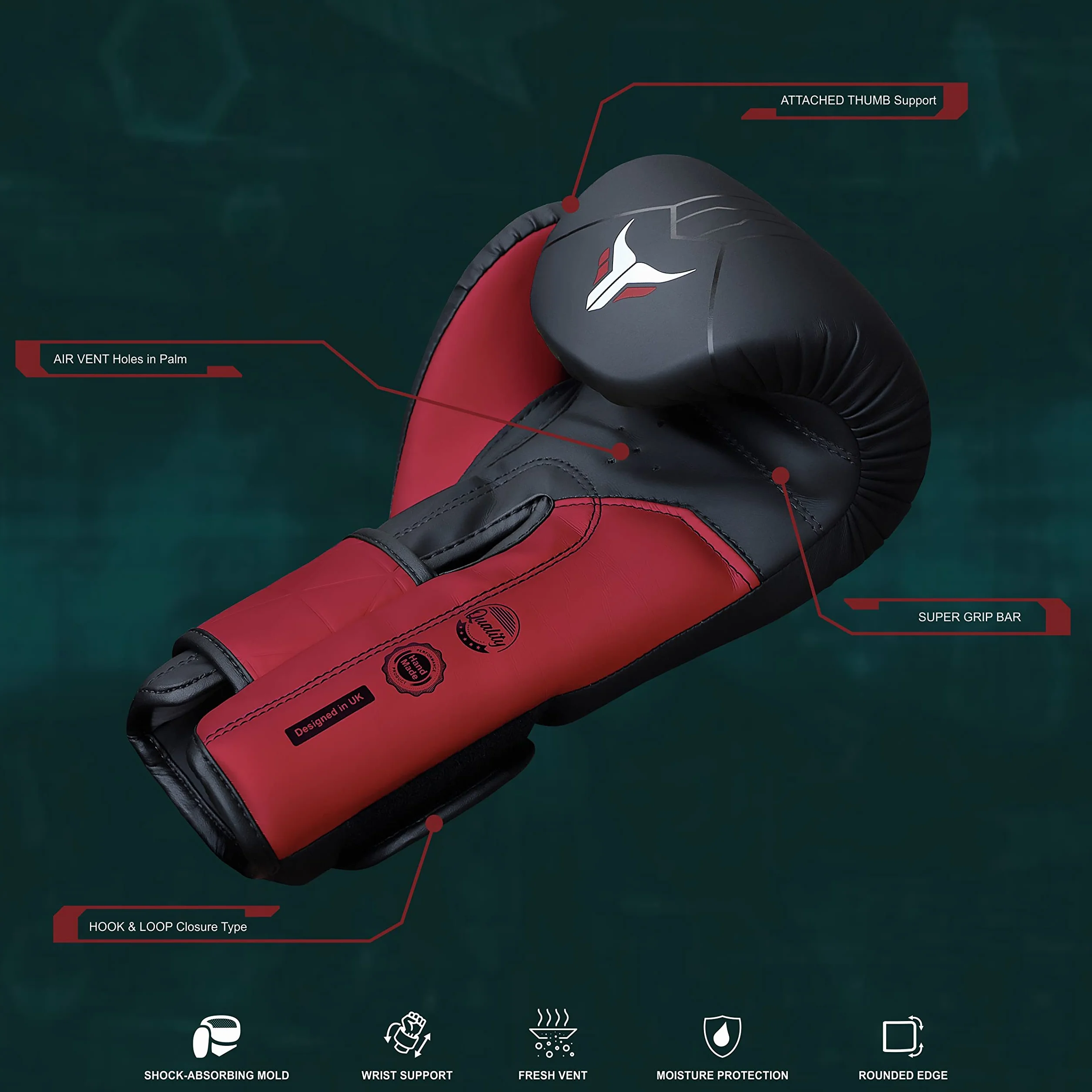 Mytra Fusion Guantes de Boxeo con Envolturas para Manos - MMA Training, Muay Thai